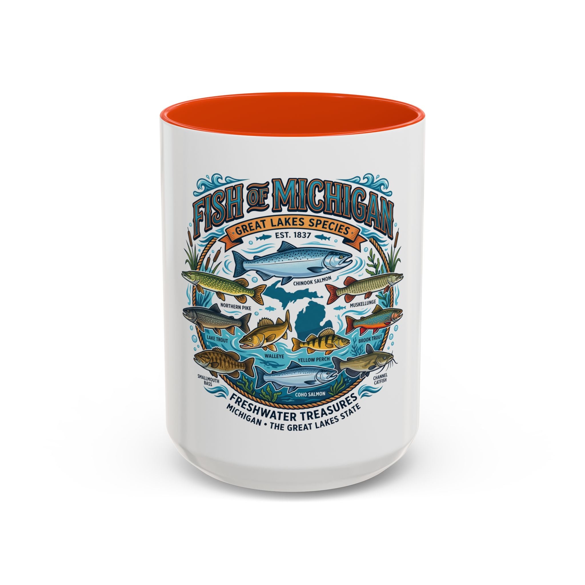 Fish of Michigan Mug — Great Lakes Freshwater Fish Illustration (11oz & 15oz)