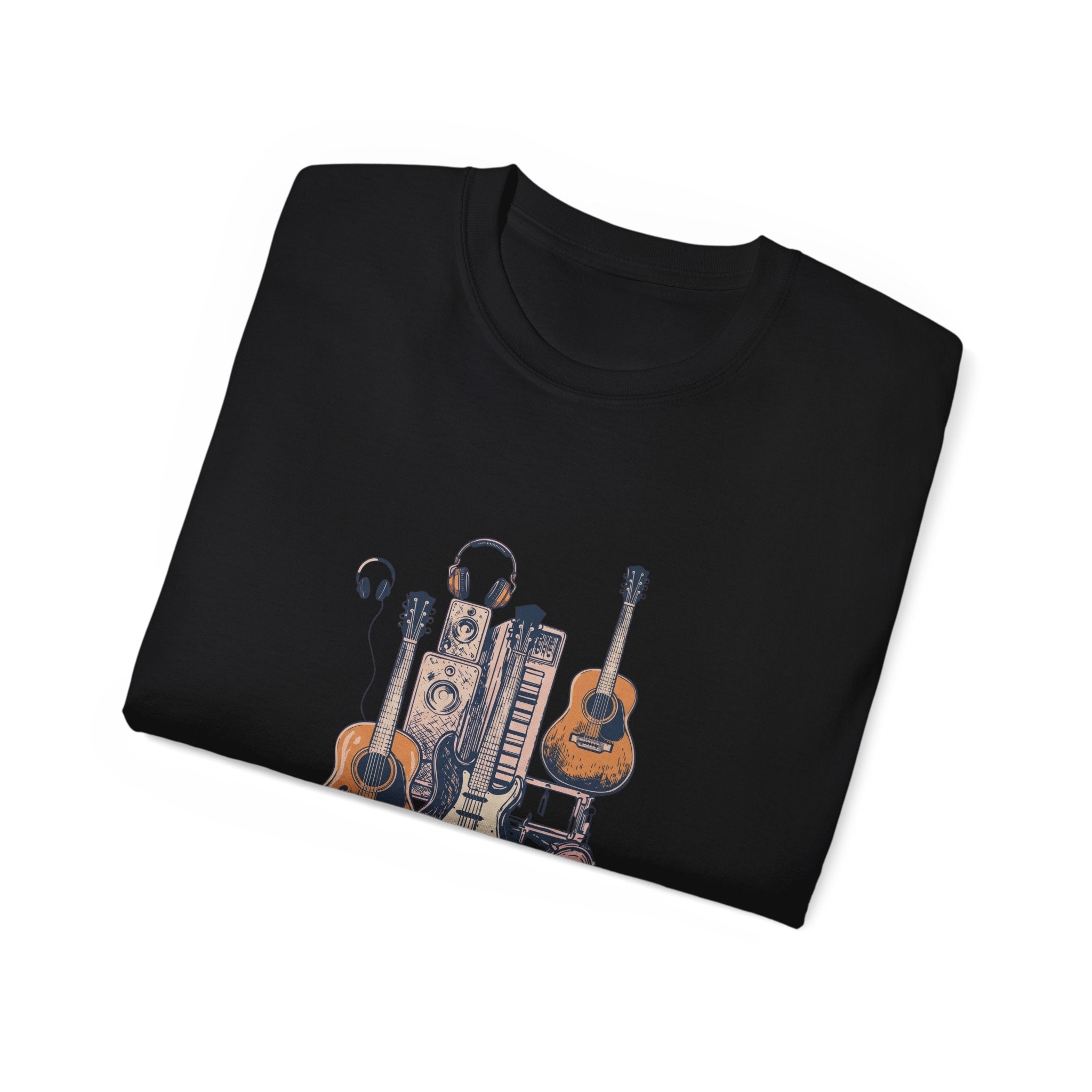 Acoustic Instrument Tee — Guitar, Ukulele & Headphones Graphic T-Shirt