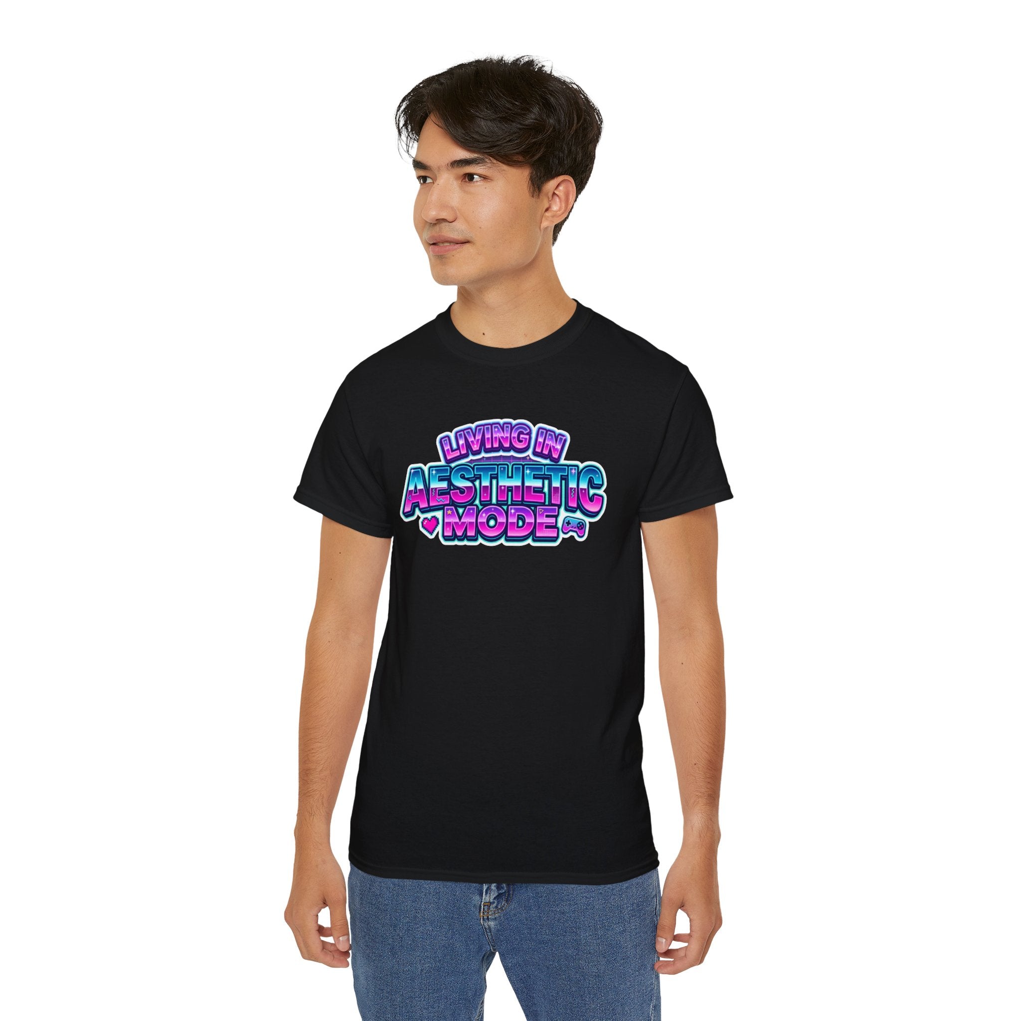 "Living in Aesthetic Mode" Retro Vaporwave Graphic Tee