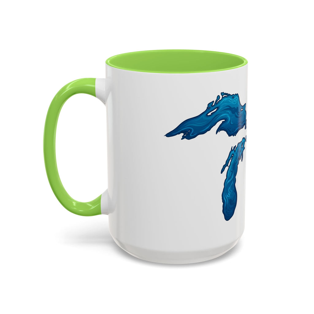 Great Lakes Blue Map Mug — Artistic Lake Michigan & Superior Coffee Cup (11oz/15oz)