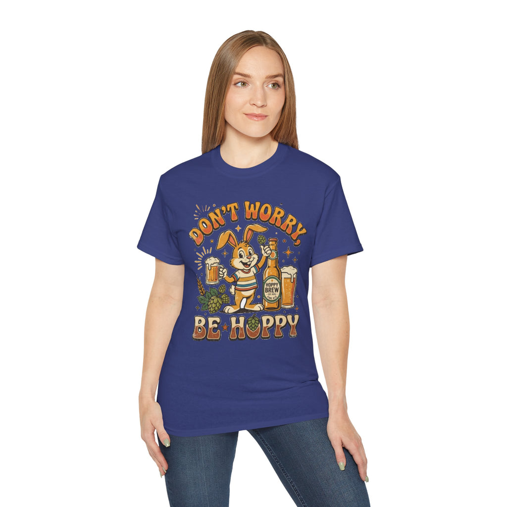 Be Hoppy Beer Bunny T-Shirt — Don’t Worry Be Hoppy Easter Brewery Tee