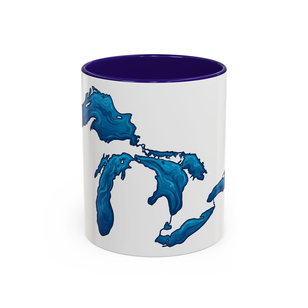 Great Lakes Blue Map Mug — Artistic Lake Michigan & Superior Coffee Cup (11oz/15oz)
