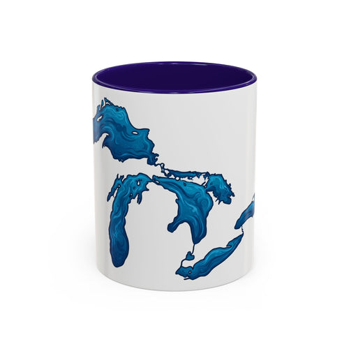 Great Lakes Blue Map Mug — Artistic Lake Michigan & Superior Coffee Cup (11oz/15oz)