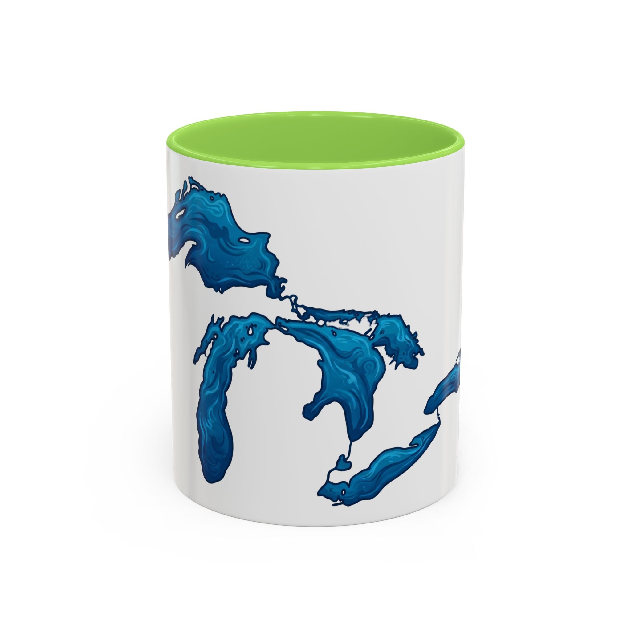 Great Lakes Blue Map Mug — Artistic Lake Michigan & Superior Coffee Cup (11oz/15oz)