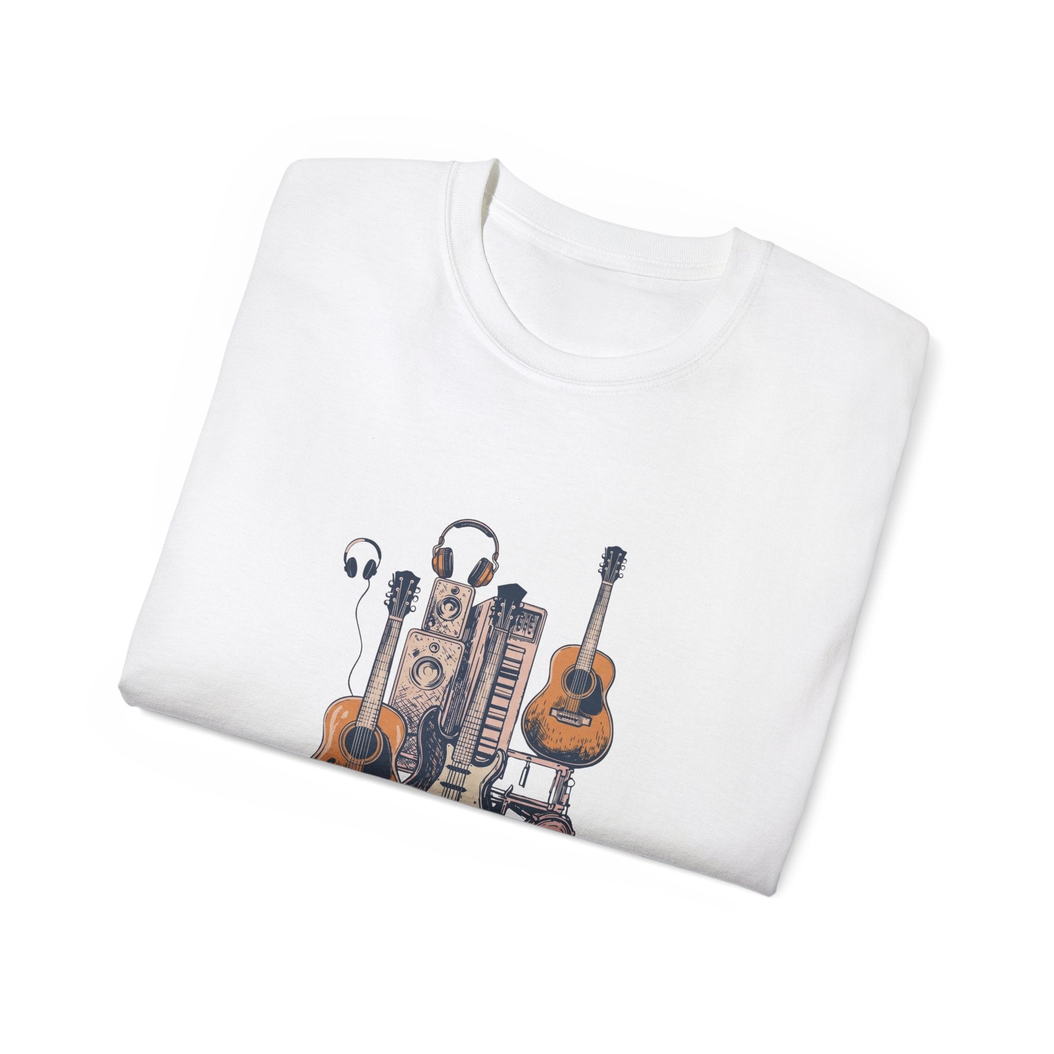Acoustic Instrument Tee — Guitar, Ukulele & Headphones Graphic T-Shirt