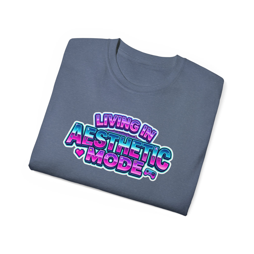 "Living in Aesthetic Mode" Retro Vaporwave Graphic Tee