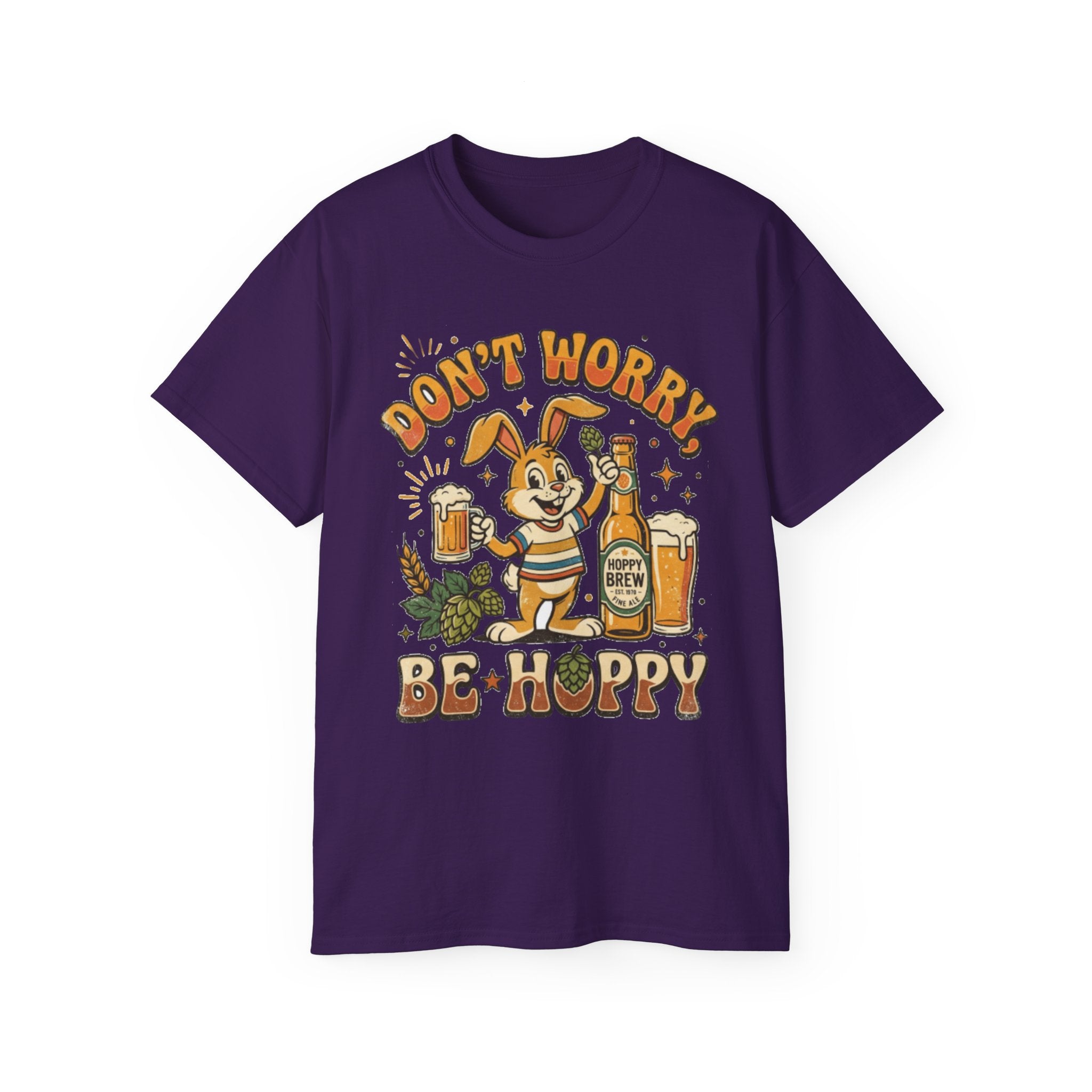Be Hoppy Beer Bunny T-Shirt — Don’t Worry Be Hoppy Easter Brewery Tee