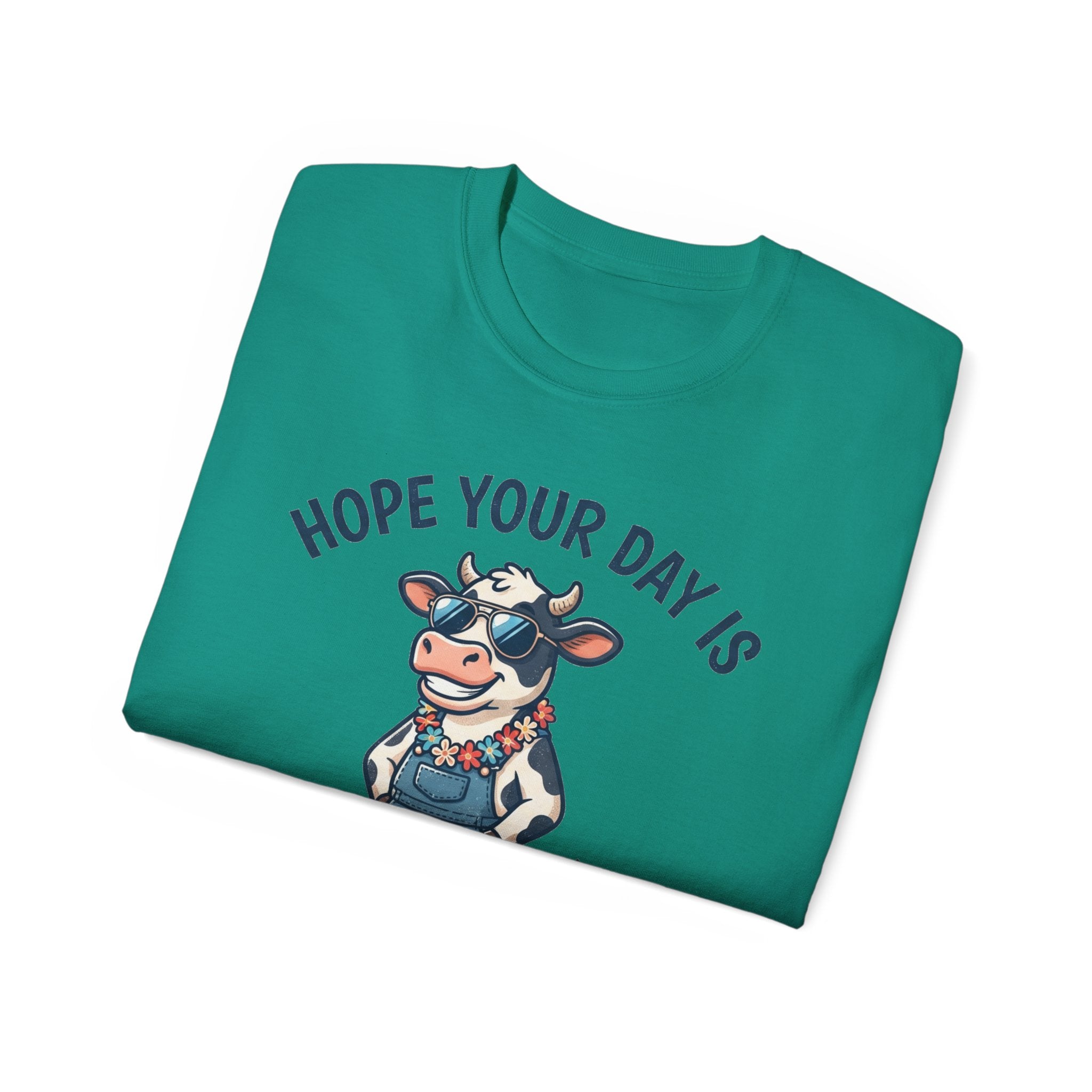 Udderly Cool Cow Graphic Tee — "Hope Your Day Is Udderly Cool" Funny Farm T-Shirt