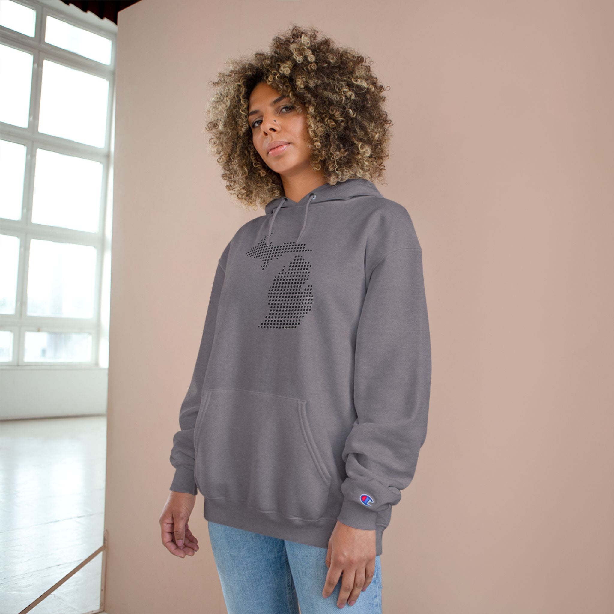 Michigan Dotted Map Hoodie — Minimalist State Pride Sweatshirt