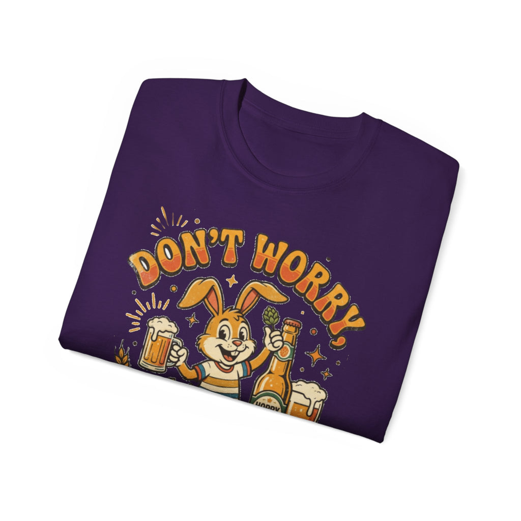 Be Hoppy Beer Bunny T-Shirt — Don’t Worry Be Hoppy Easter Brewery Tee