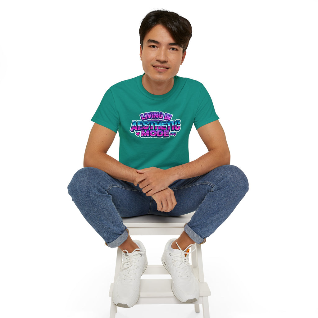 "Living in Aesthetic Mode" Retro Vaporwave Graphic Tee