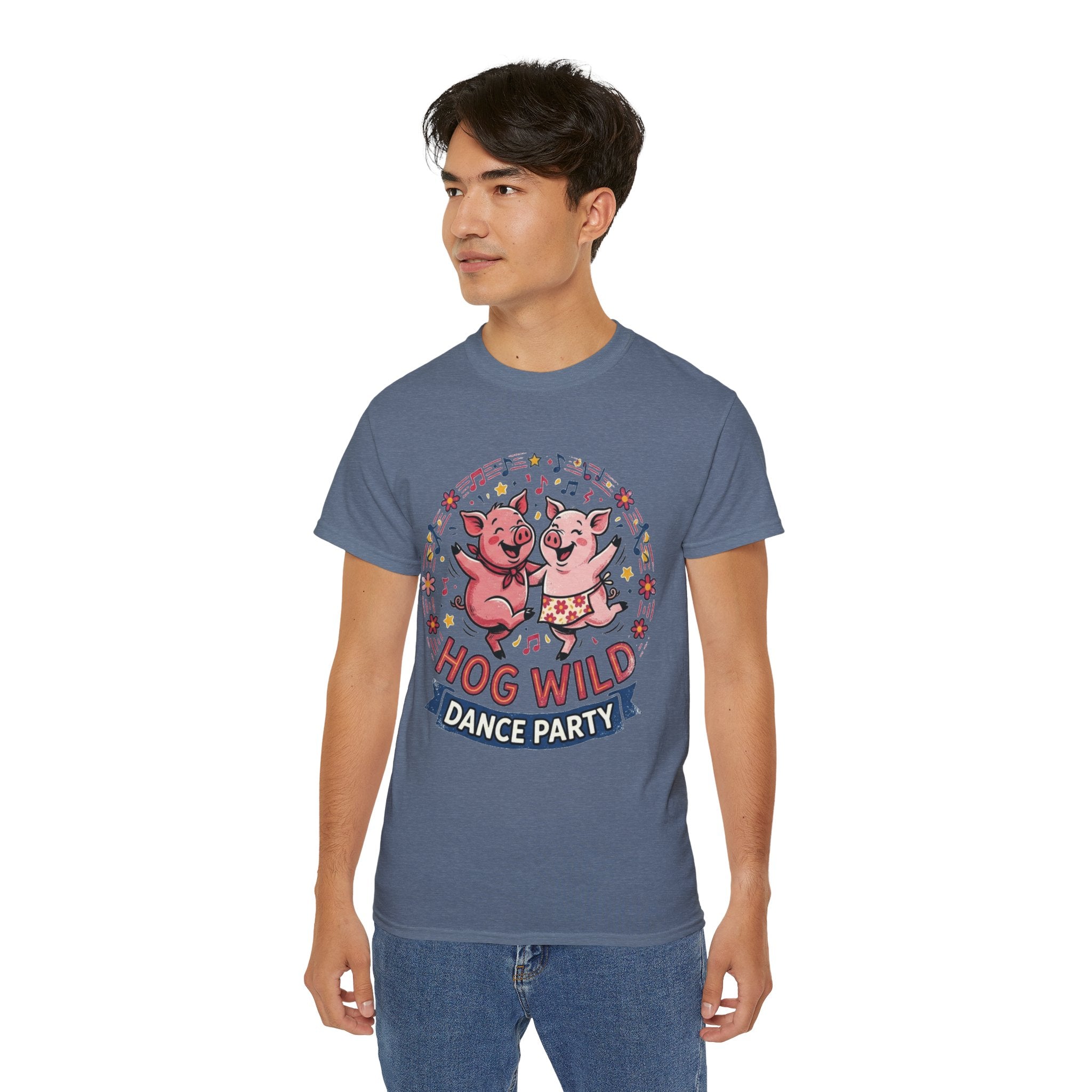 Hog Wild Dance Party Tee — Cute Dancing Pigs Graphic T-Shirt