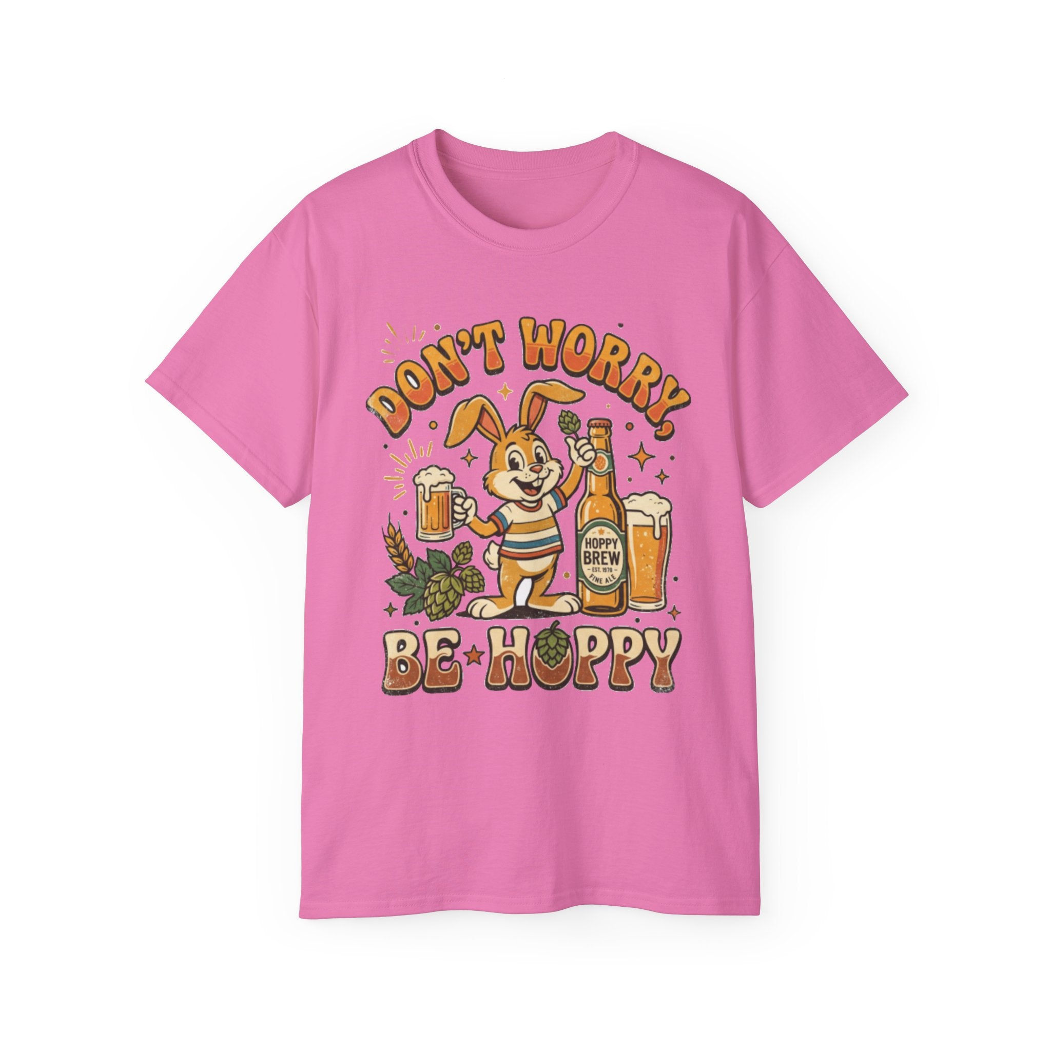 Be Hoppy Beer Bunny T-Shirt — Don’t Worry Be Hoppy Easter Brewery Tee