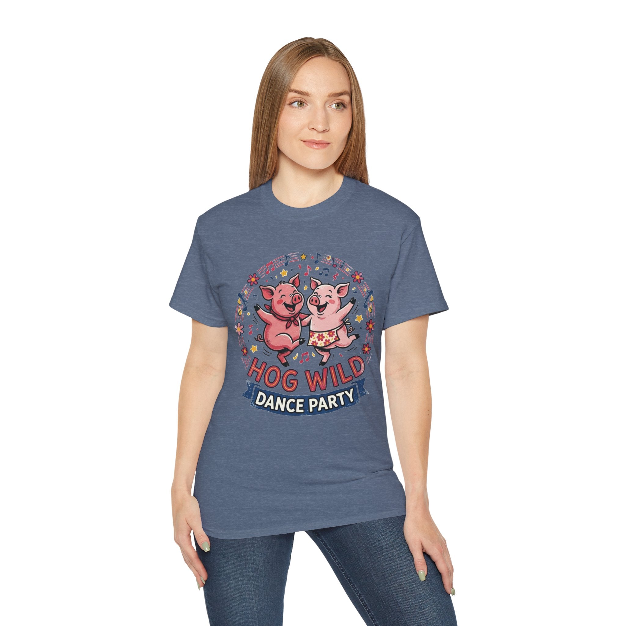 Hog Wild Dance Party Tee — Cute Dancing Pigs Graphic T-Shirt