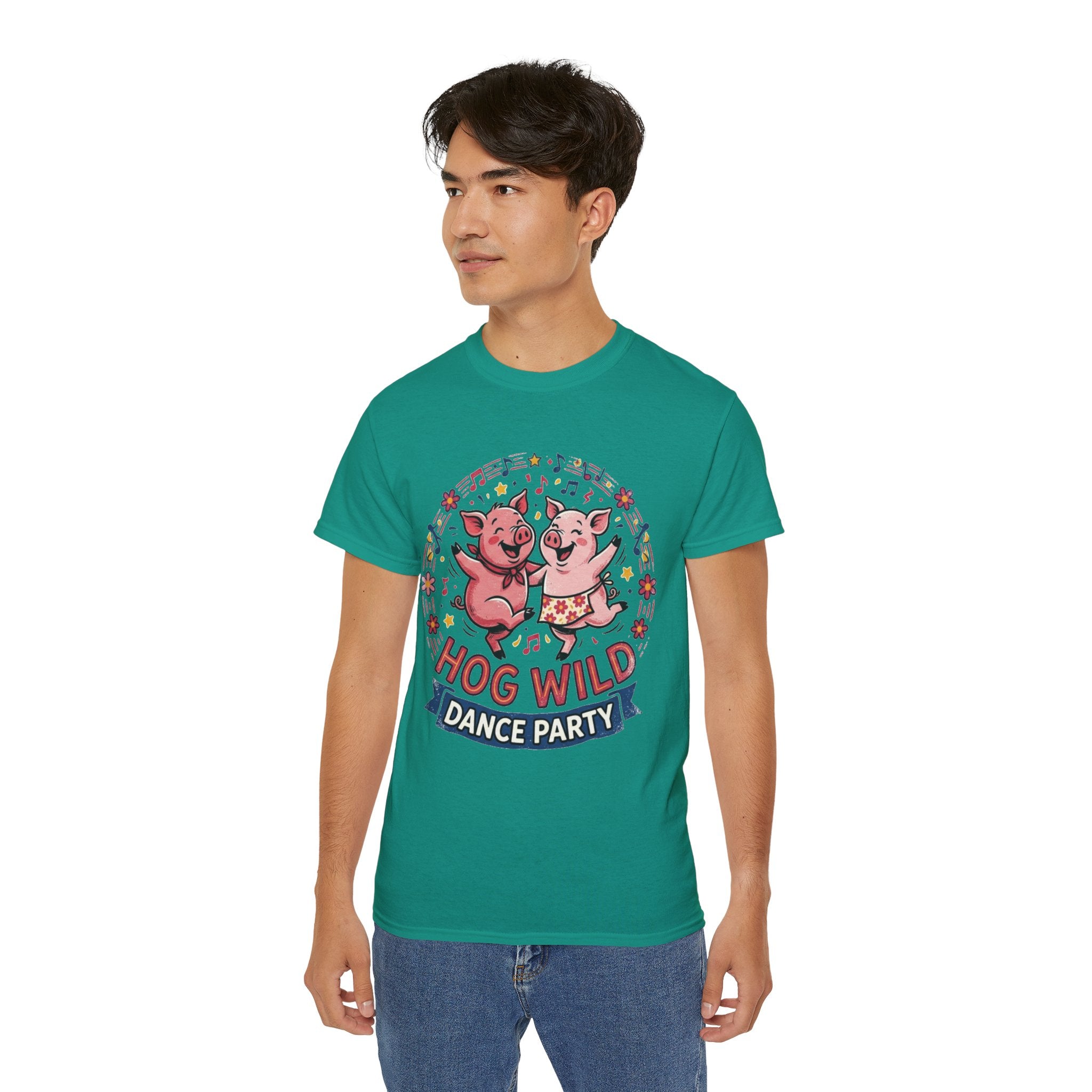 Hog Wild Dance Party Tee — Cute Dancing Pigs Graphic T-Shirt