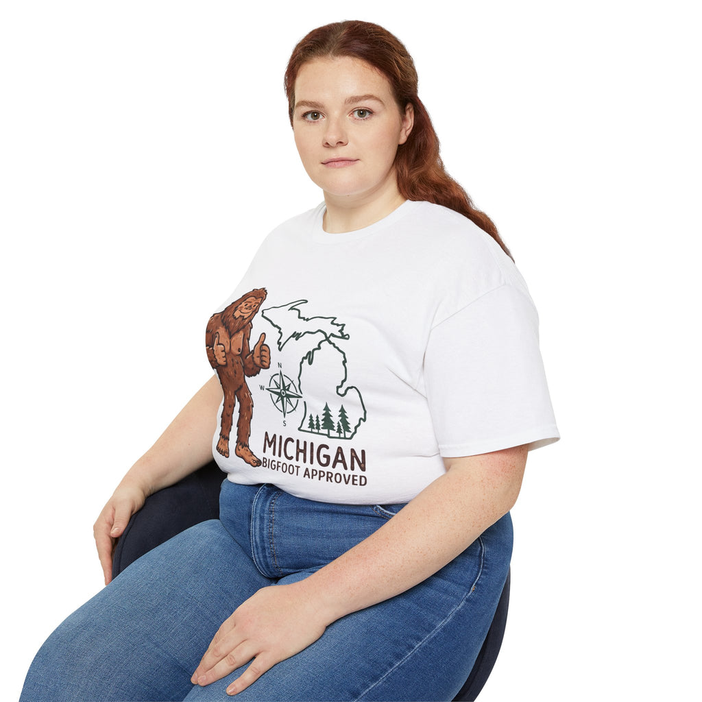 Michigan Bigfoot Approved T-Shirt — Vintage Sasquatch Thumb Up Tee