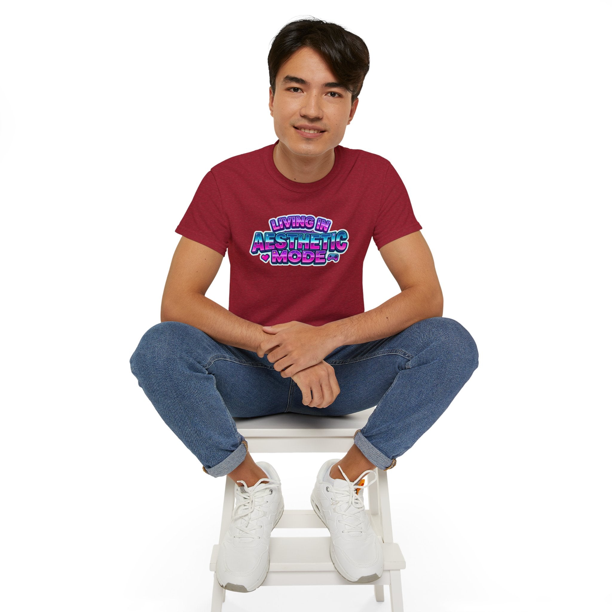 "Living in Aesthetic Mode" Retro Vaporwave Graphic Tee