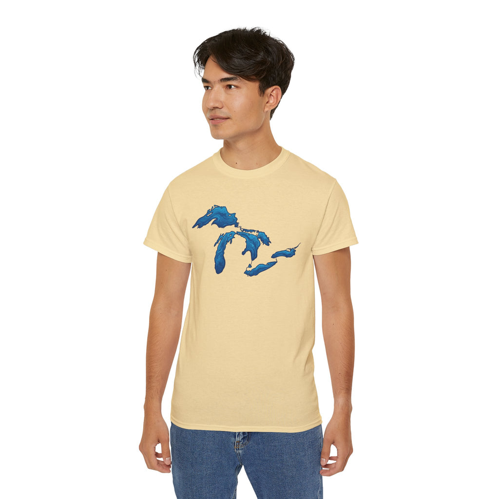 Great Lakes Map T-Shirt — Stylized Blue Lakes Tee