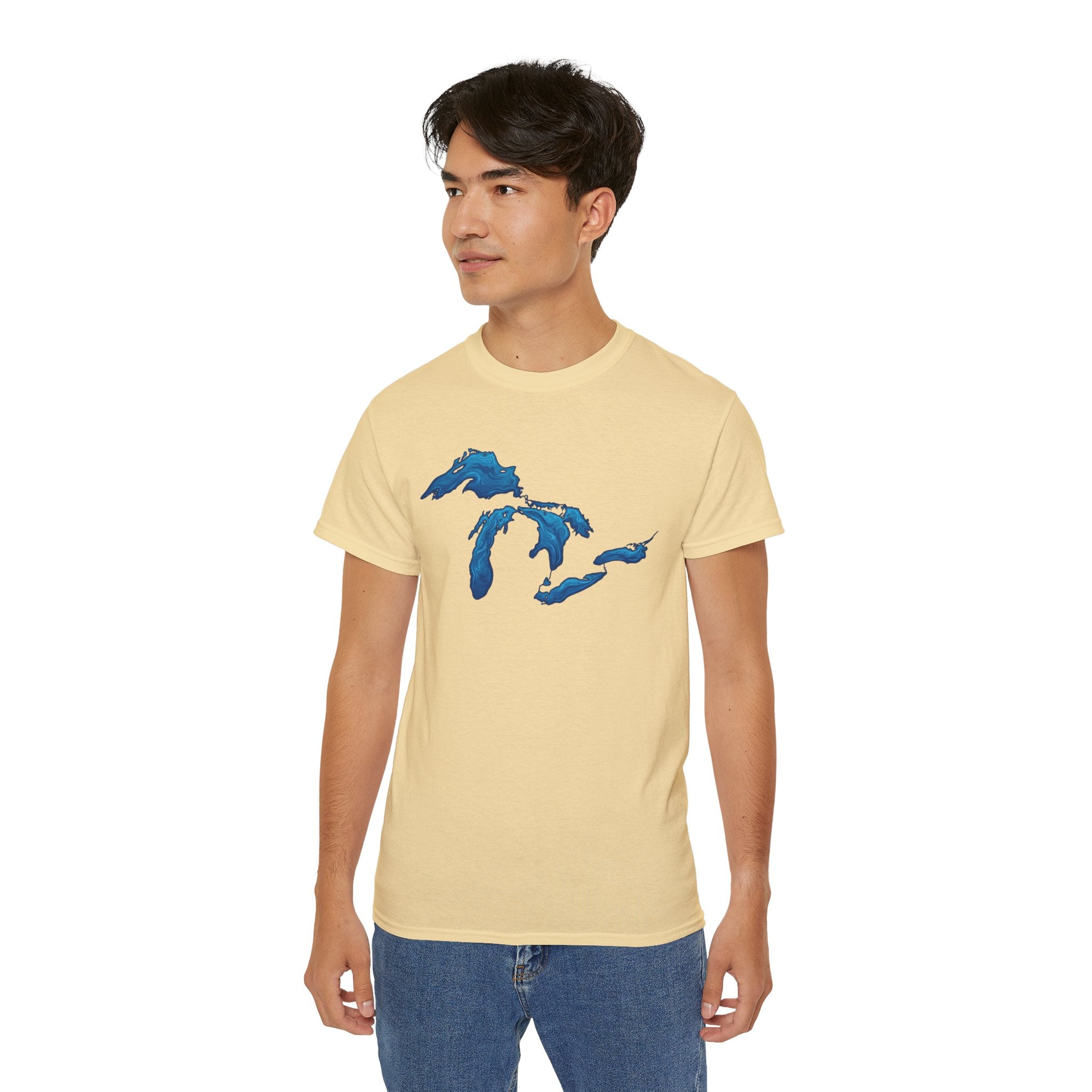 Great Lakes Map T-Shirt — Stylized Blue Lakes Tee
