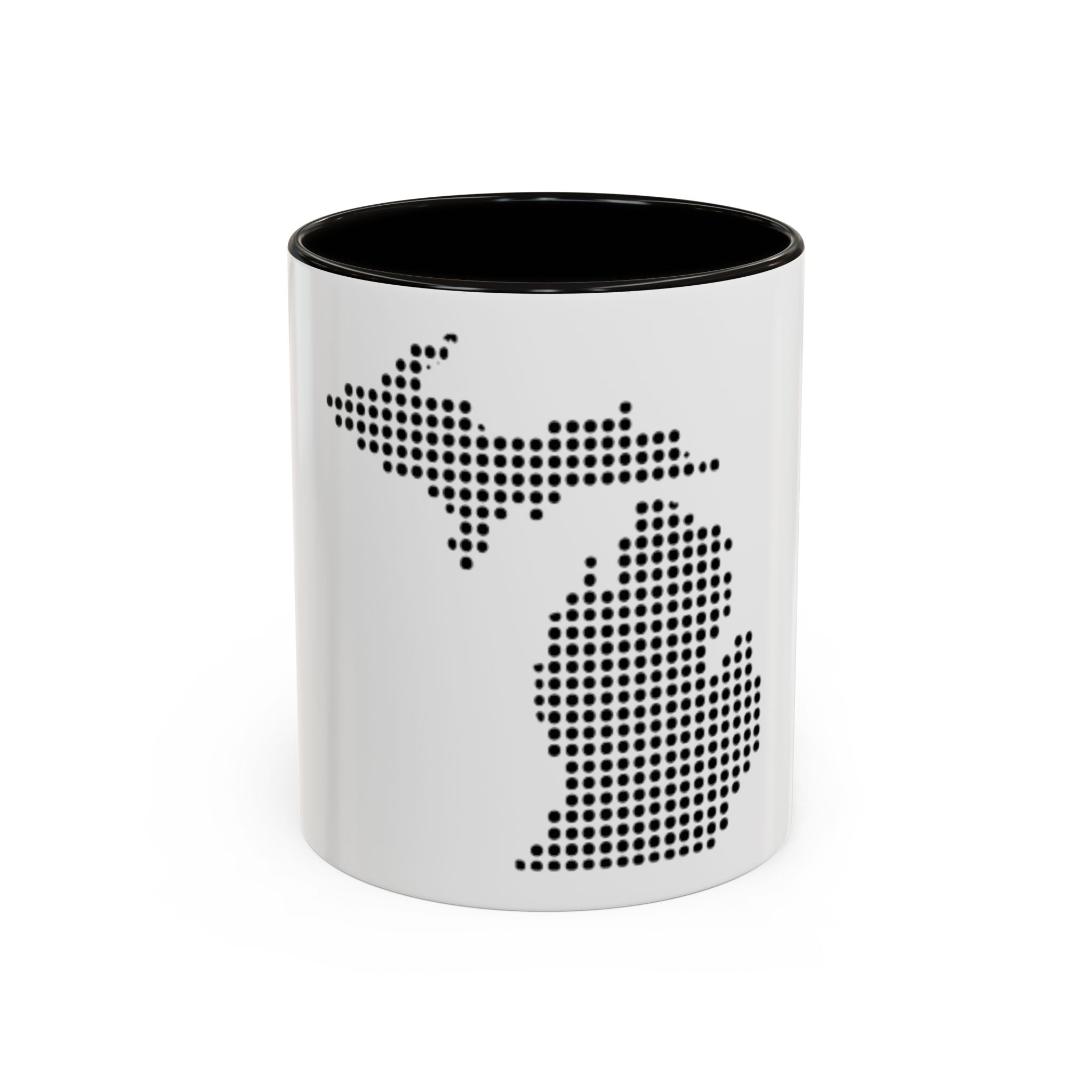 Michigan Dot Map Mug — Modern Minimalist Michigan State Coffee Cup (11oz/15oz)