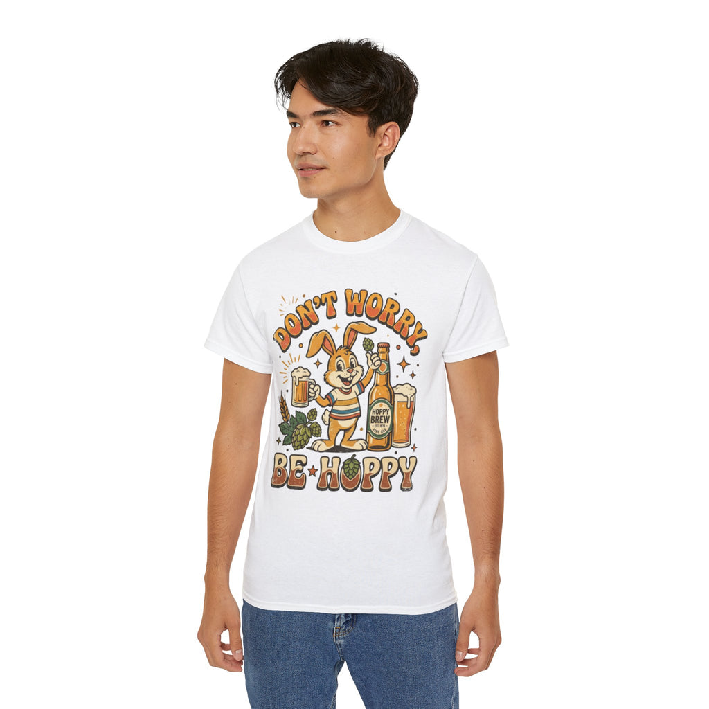 Be Hoppy Beer Bunny T-Shirt — Don’t Worry Be Hoppy Easter Brewery Tee