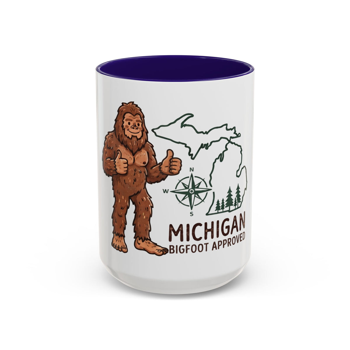 Michigan Bigfoot Approved Coffee Mug — Colorful 11oz/15oz Travel & Camping Gift