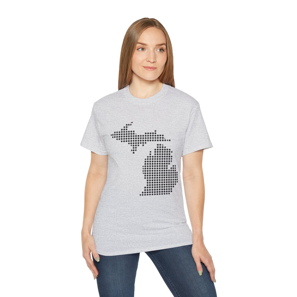 Michigan Dot Map T-Shirt — Minimal State Map Tee for Michiganders