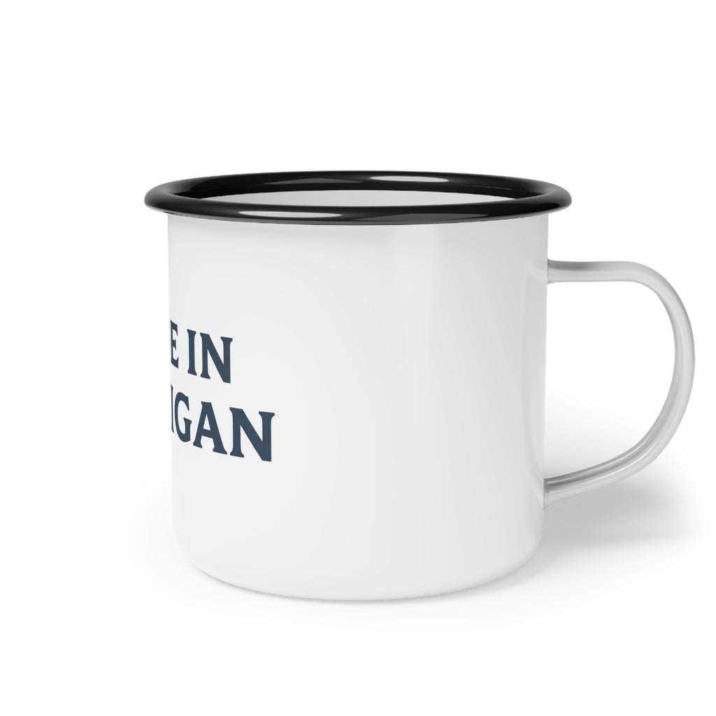 Made in Michigan Enamel Camp Cup — Vintage State Pride Camping Mug