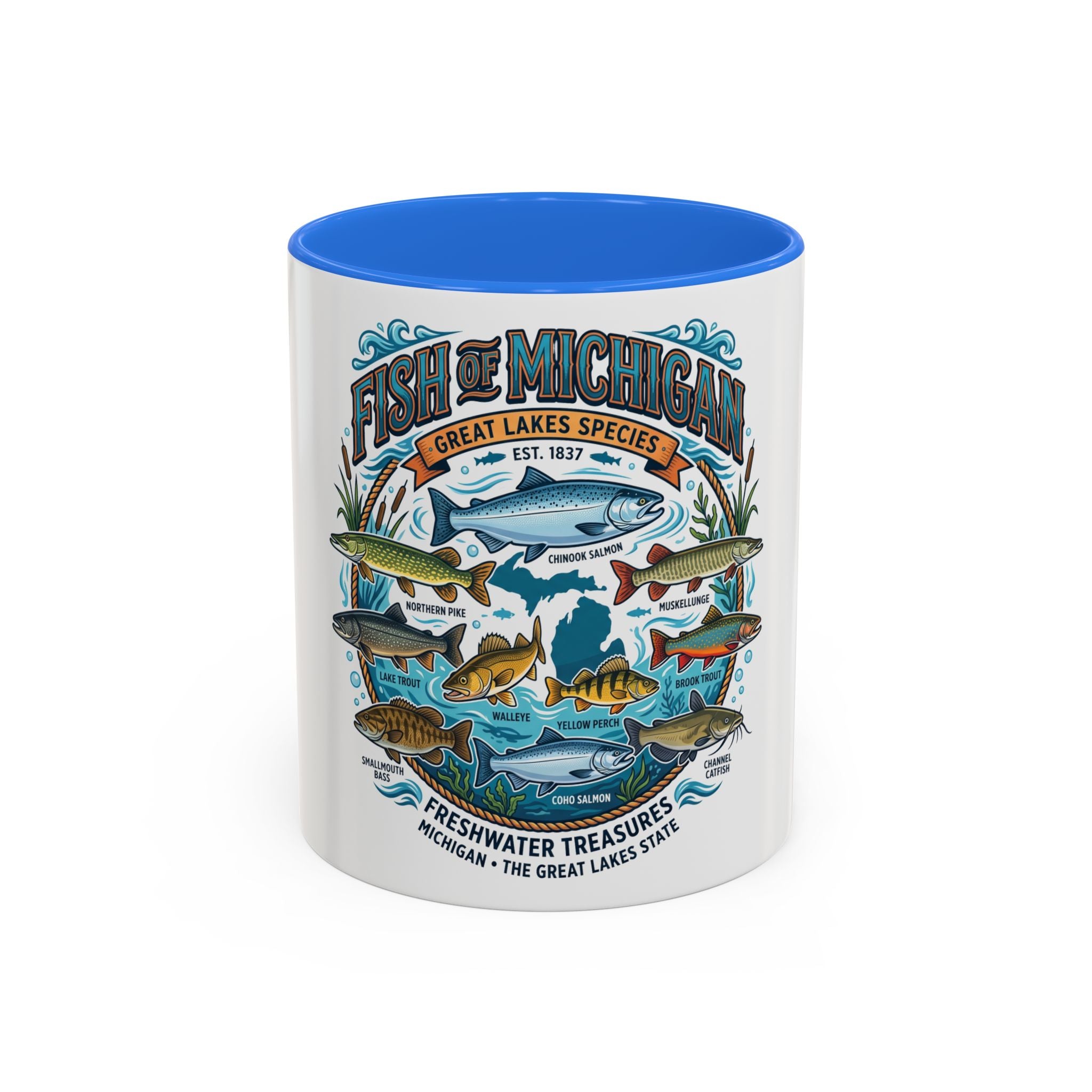 Fish of Michigan Mug — Great Lakes Freshwater Fish Illustration (11oz & 15oz)