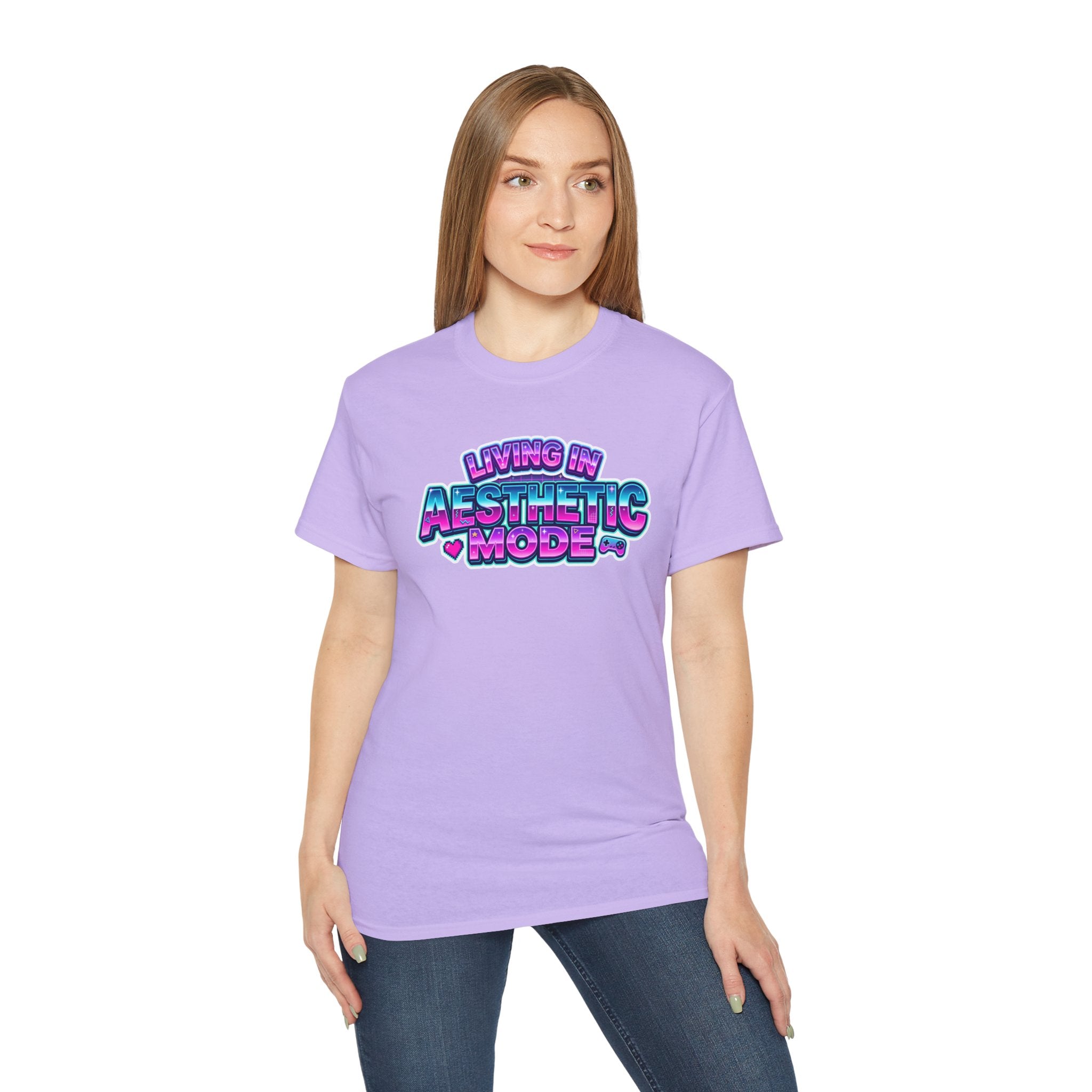 "Living in Aesthetic Mode" Retro Vaporwave Graphic Tee
