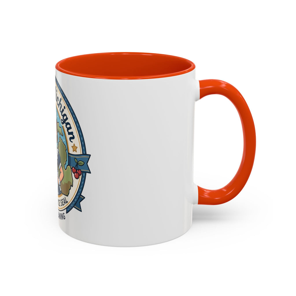 Maid in Michigan Coffee Mug — Retro Housekeeper Logo (11oz/15oz)