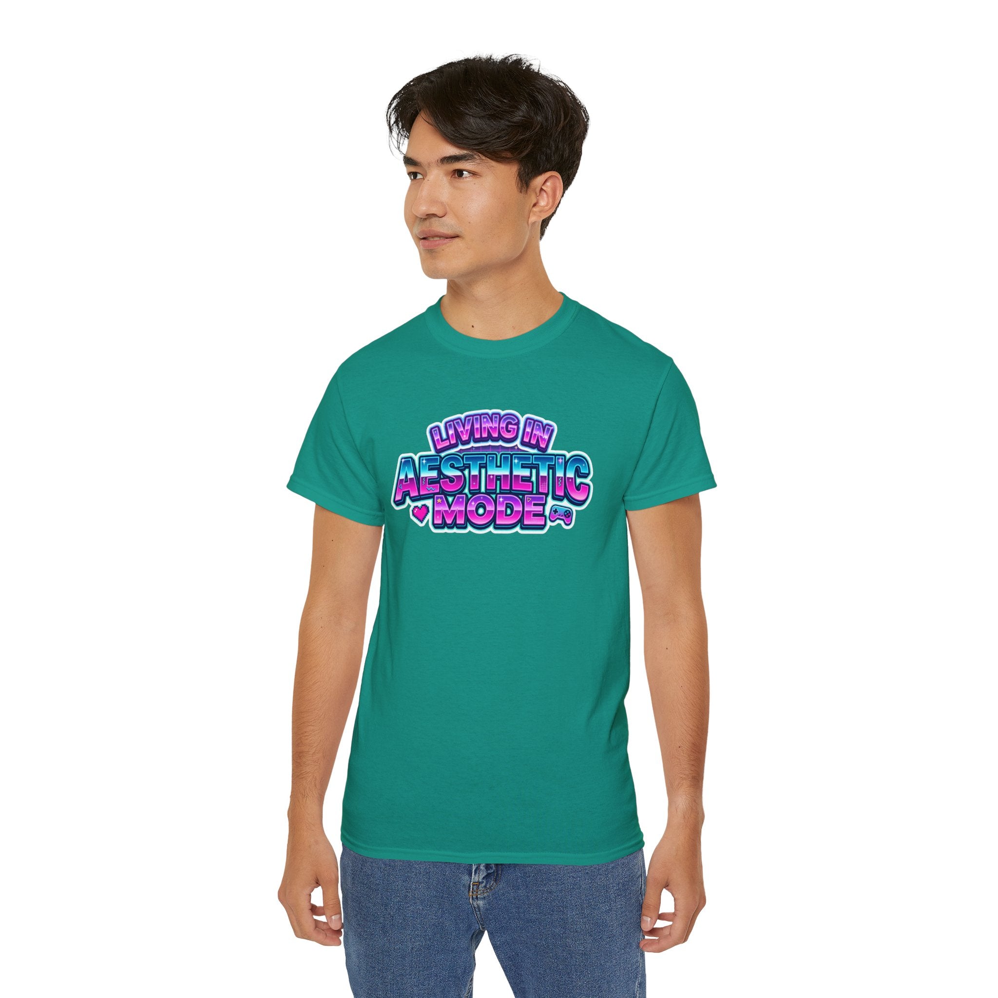 "Living in Aesthetic Mode" Retro Vaporwave Graphic Tee