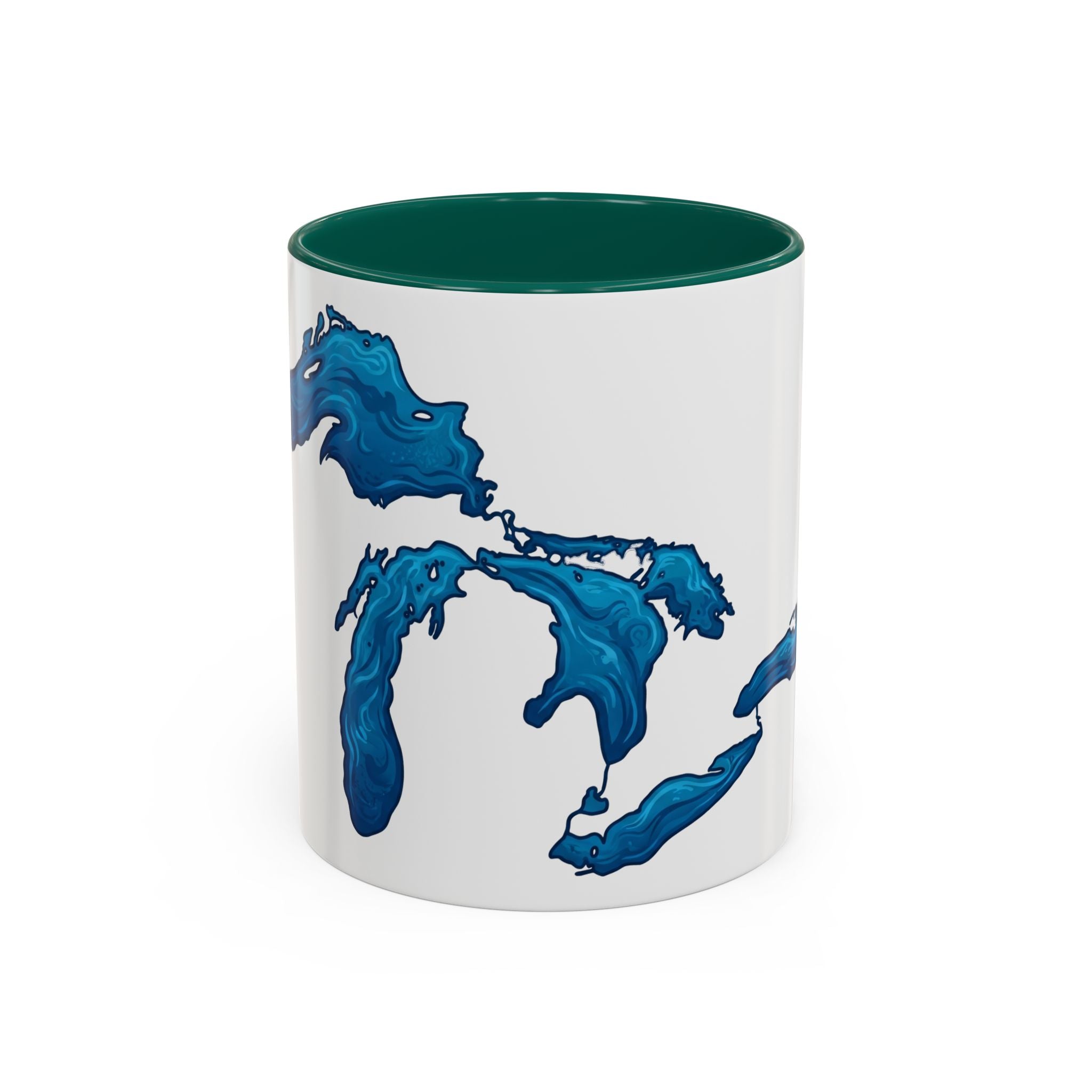 Great Lakes Blue Map Mug — Artistic Lake Michigan & Superior Coffee Cup (11oz/15oz)