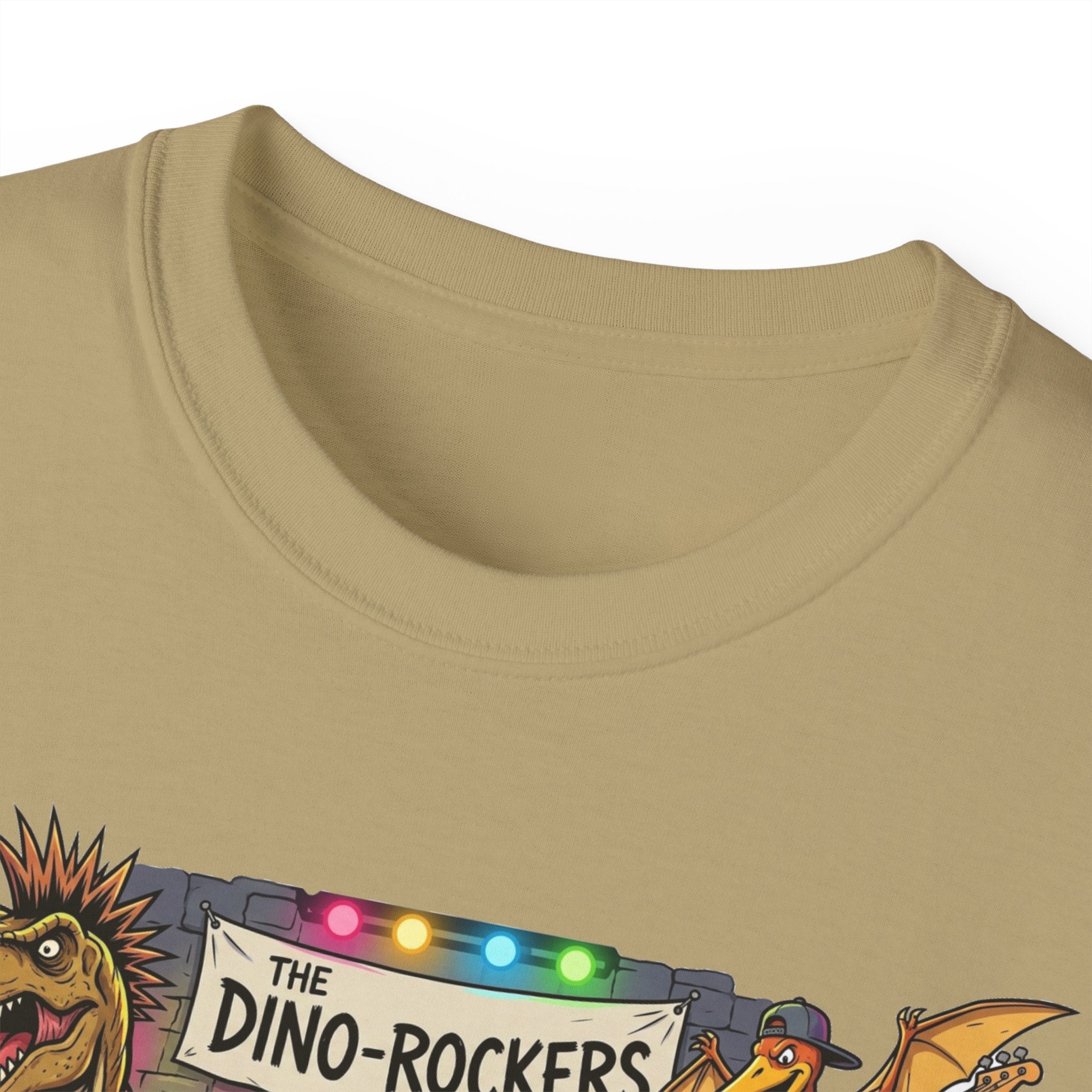 Dino Rockers T-Shirt – Retro Dinosaur Band Graphic Tee