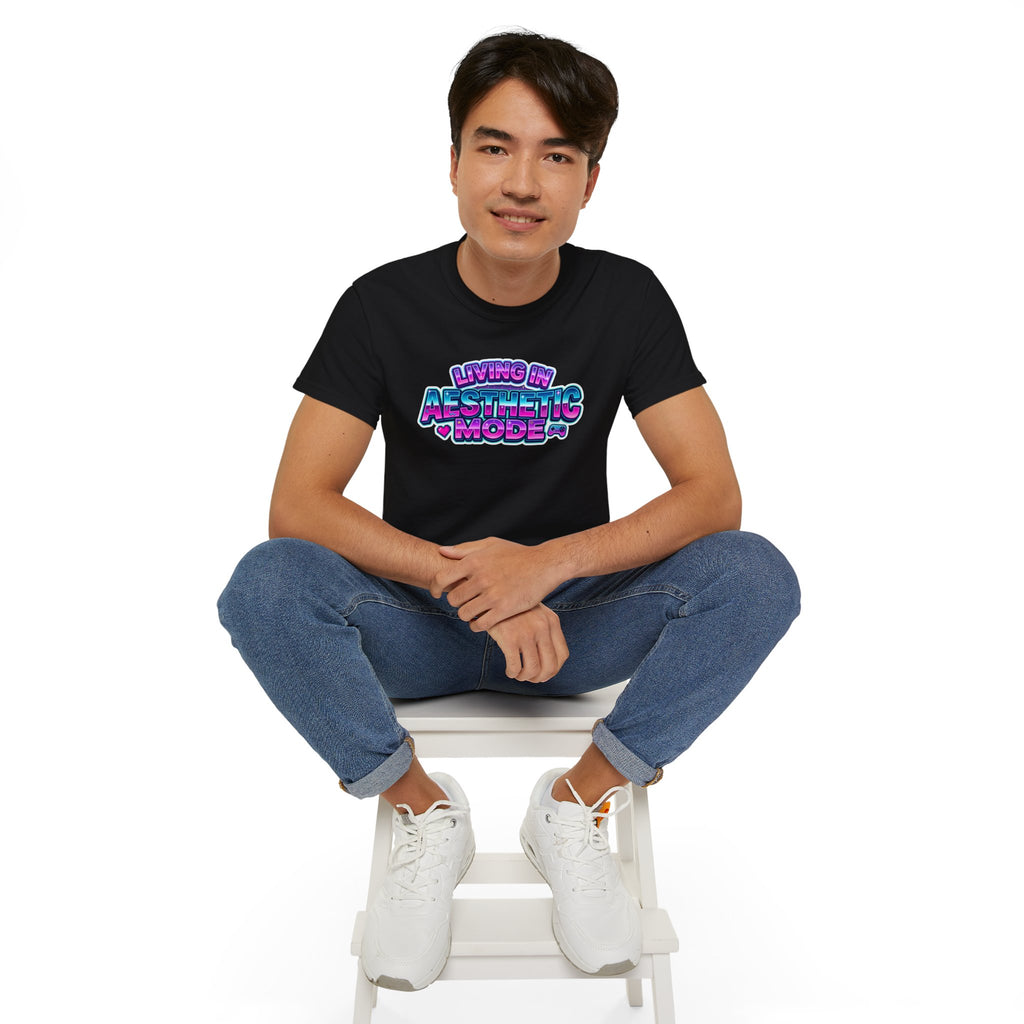 "Living in Aesthetic Mode" Retro Vaporwave Graphic Tee