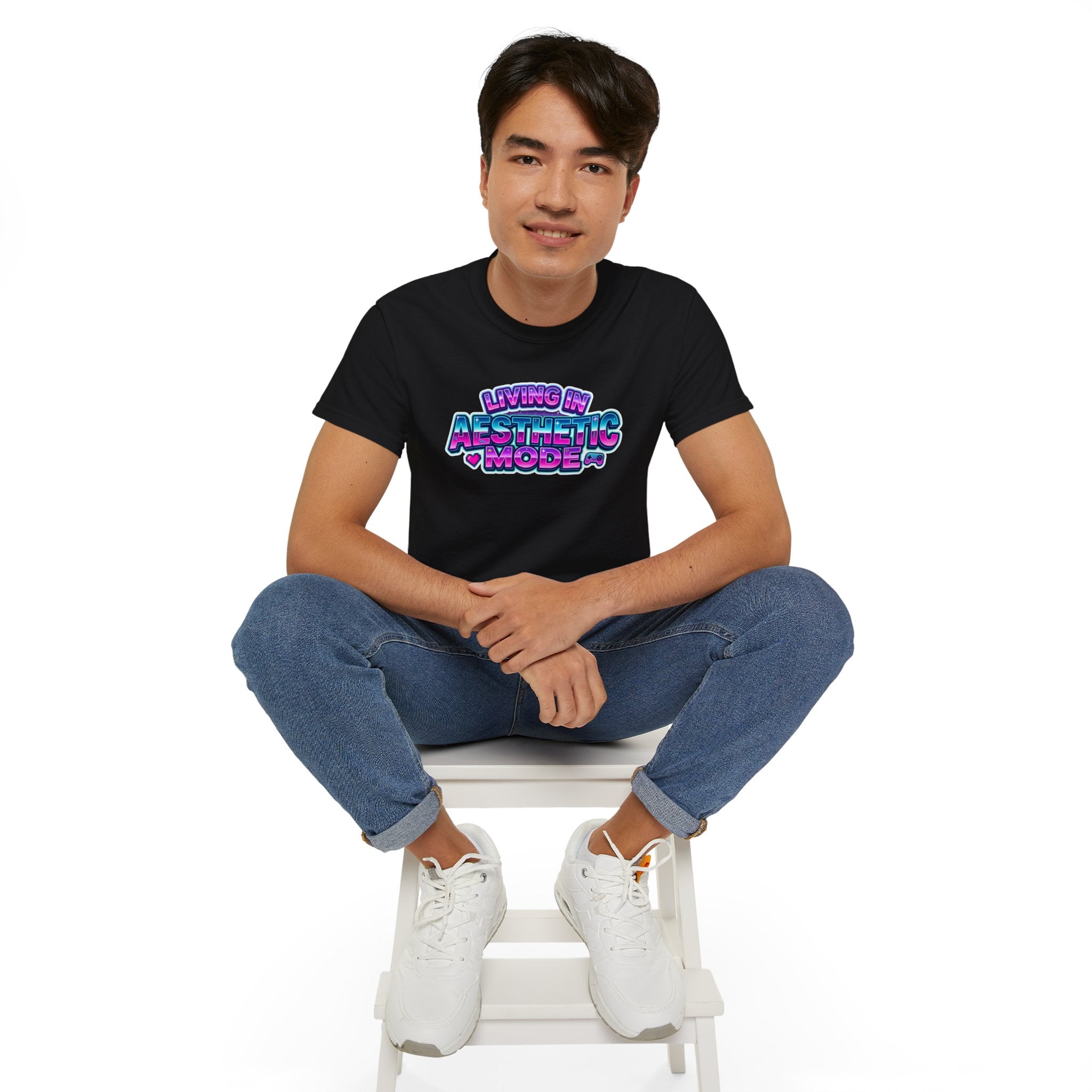 "Living in Aesthetic Mode" Retro Vaporwave Graphic Tee