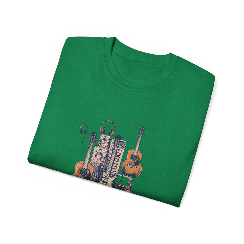 Acoustic Instrument Tee — Guitar, Ukulele & Headphones Graphic T-Shirt