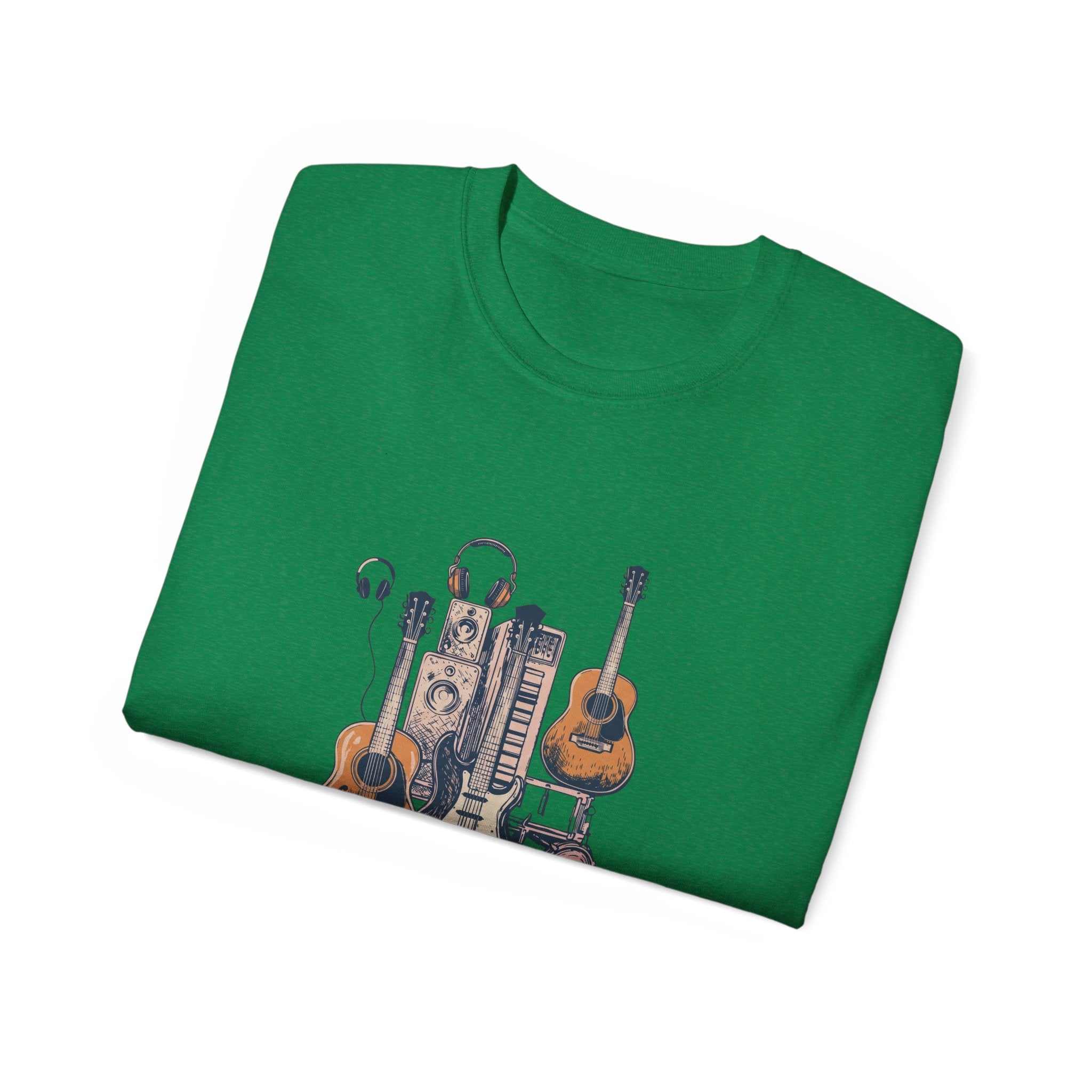 Acoustic Instrument Tee — Guitar, Ukulele & Headphones Graphic T-Shirt