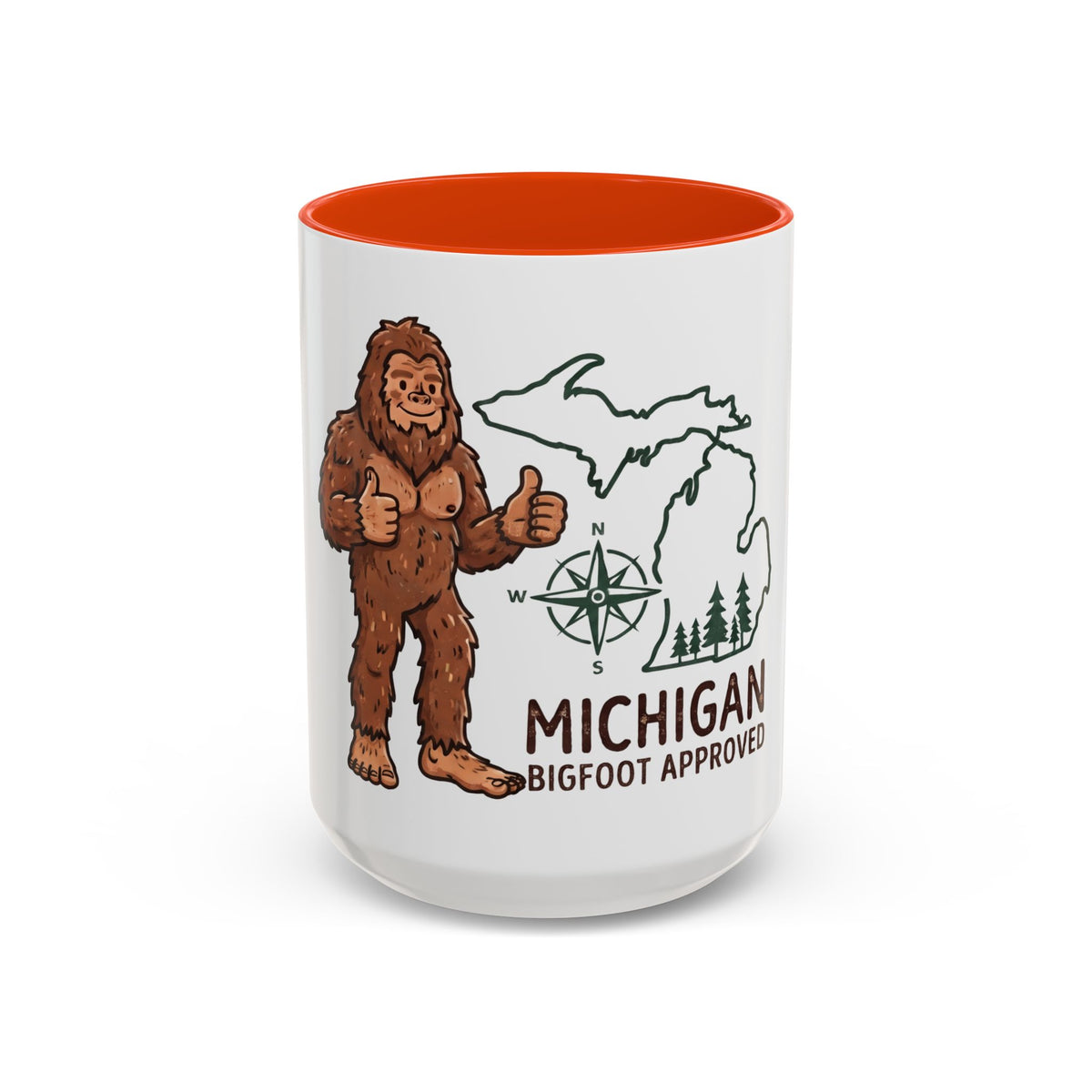 Michigan Bigfoot Approved Coffee Mug — Colorful 11oz/15oz Travel & Camping Gift