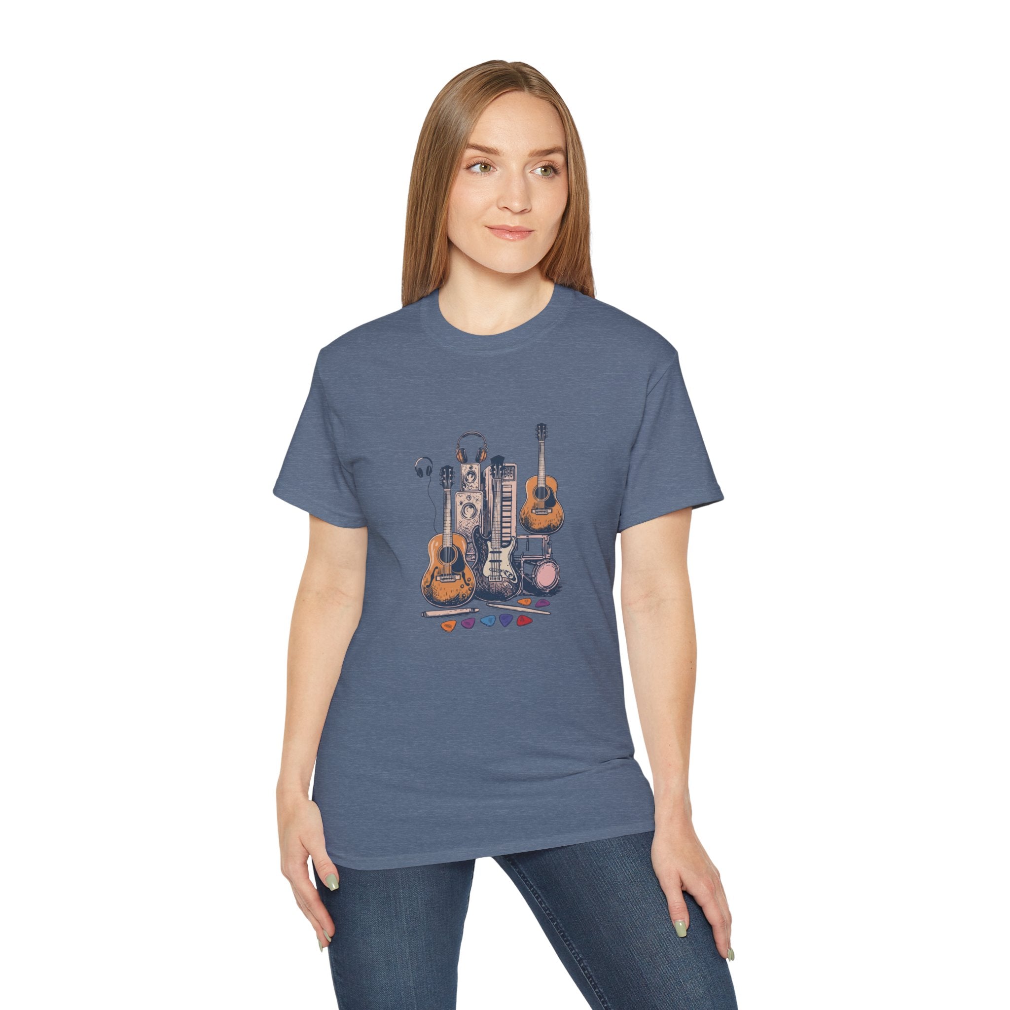 Acoustic Instrument Tee — Guitar, Ukulele & Headphones Graphic T-Shirt