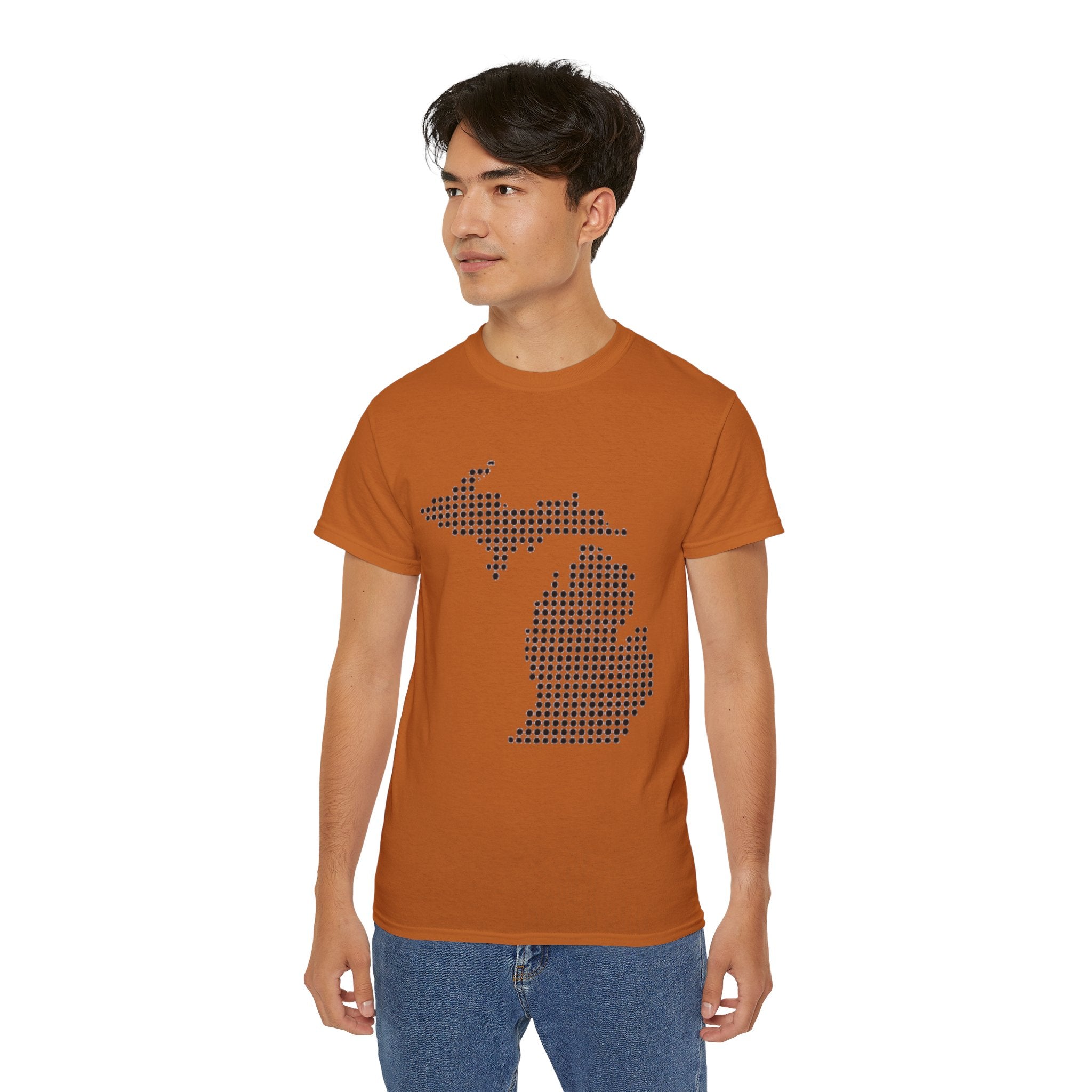 Michigan Dot Map T-Shirt — Minimal State Map Tee for Michiganders
