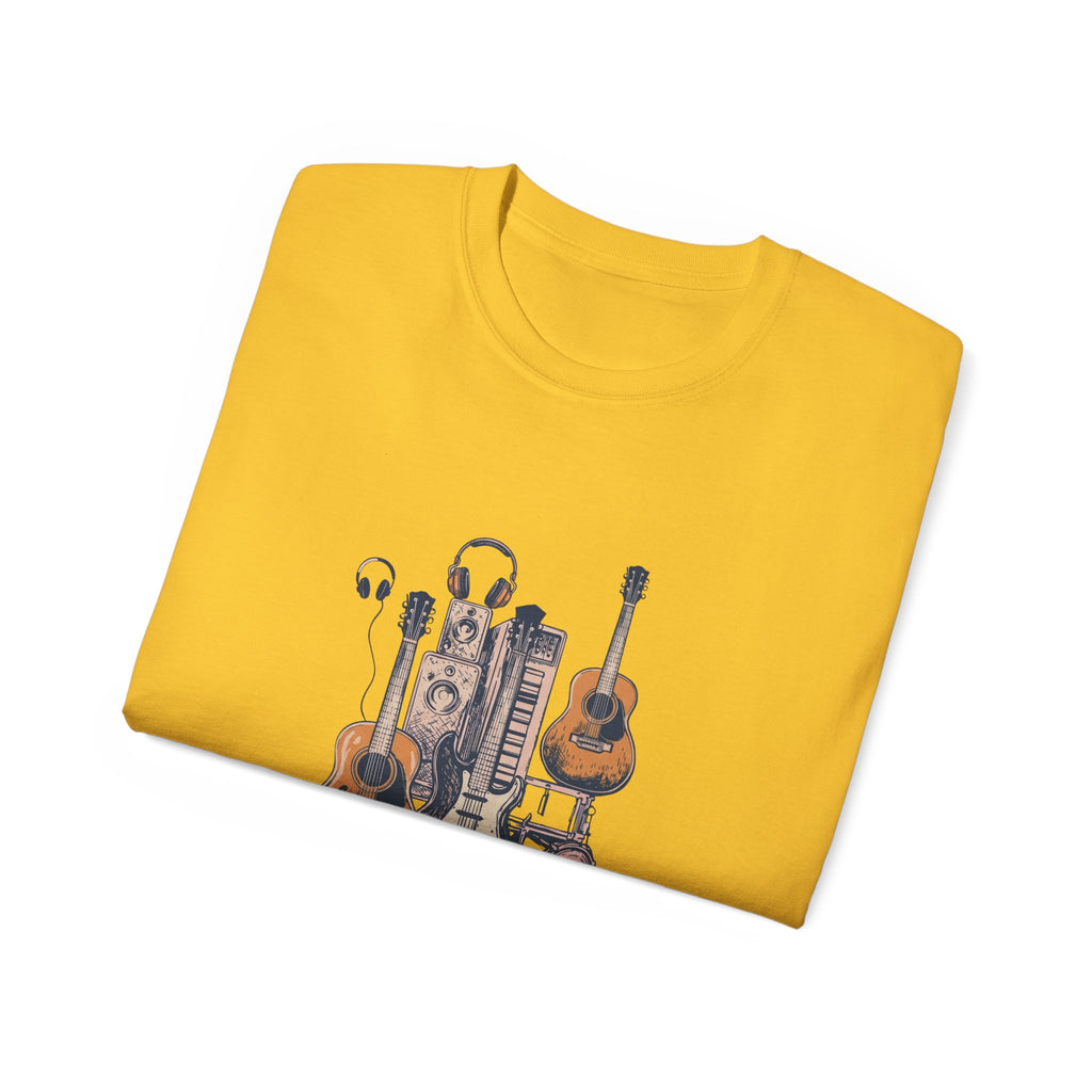 Acoustic Instrument Tee — Guitar, Ukulele & Headphones Graphic T-Shirt