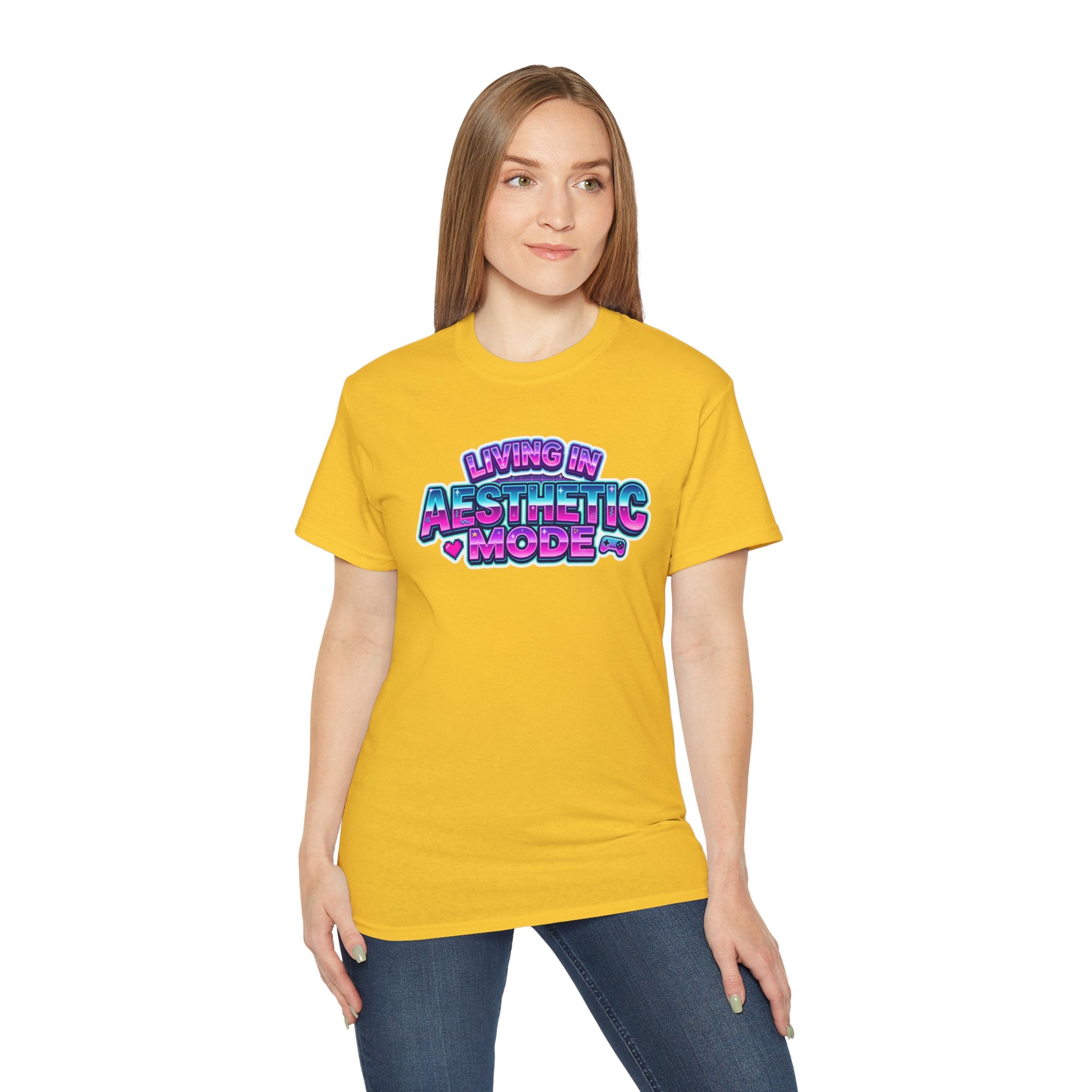 "Living in Aesthetic Mode" Retro Vaporwave Graphic Tee