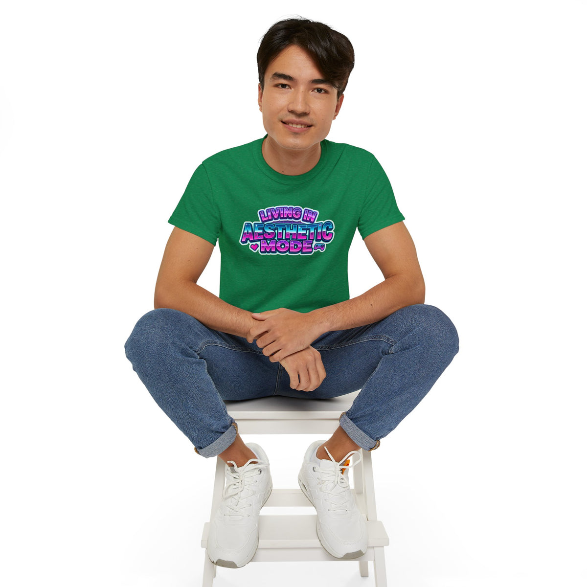 "Living in Aesthetic Mode" Retro Vaporwave Graphic Tee