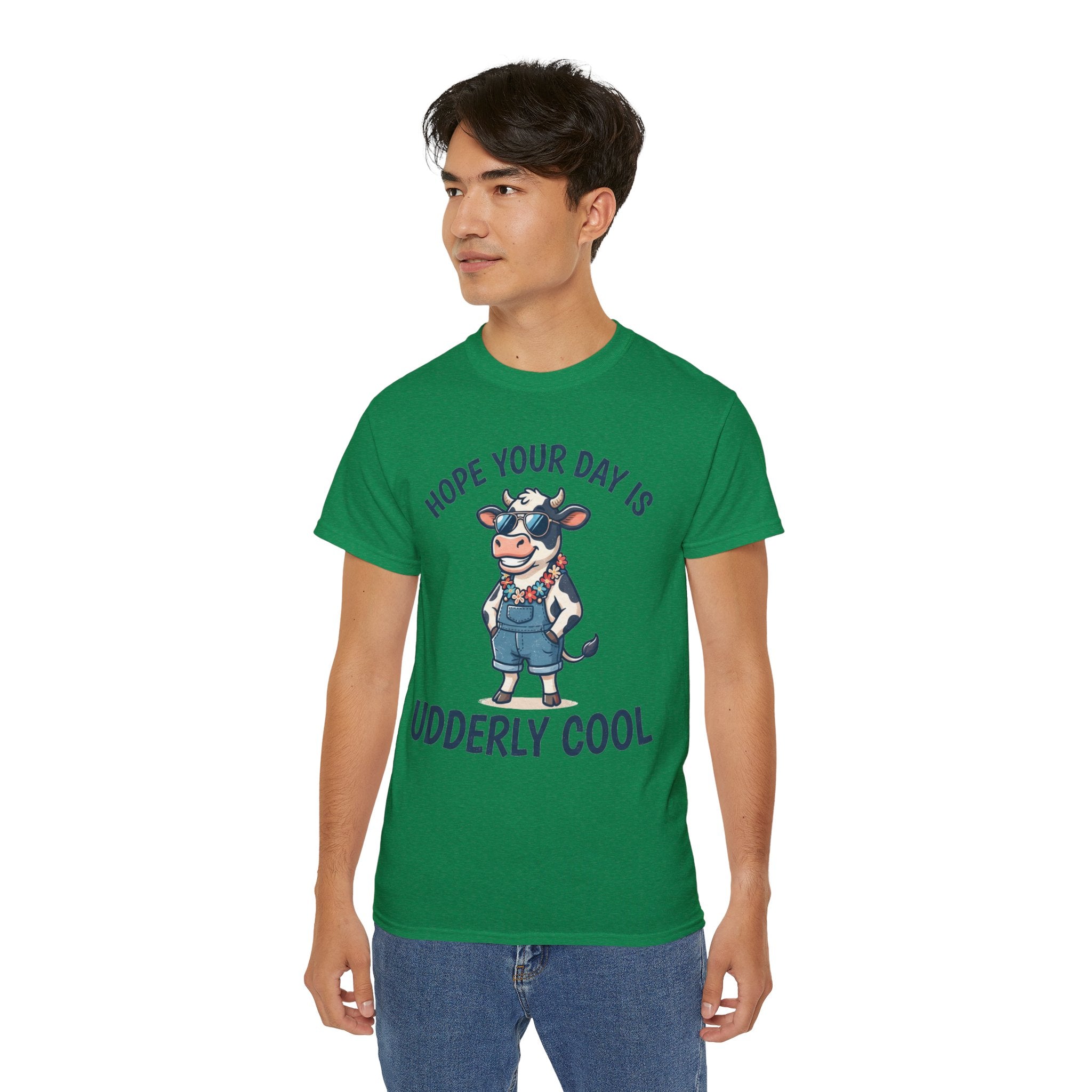Udderly Cool Cow Graphic Tee — "Hope Your Day Is Udderly Cool" Funny Farm T-Shirt