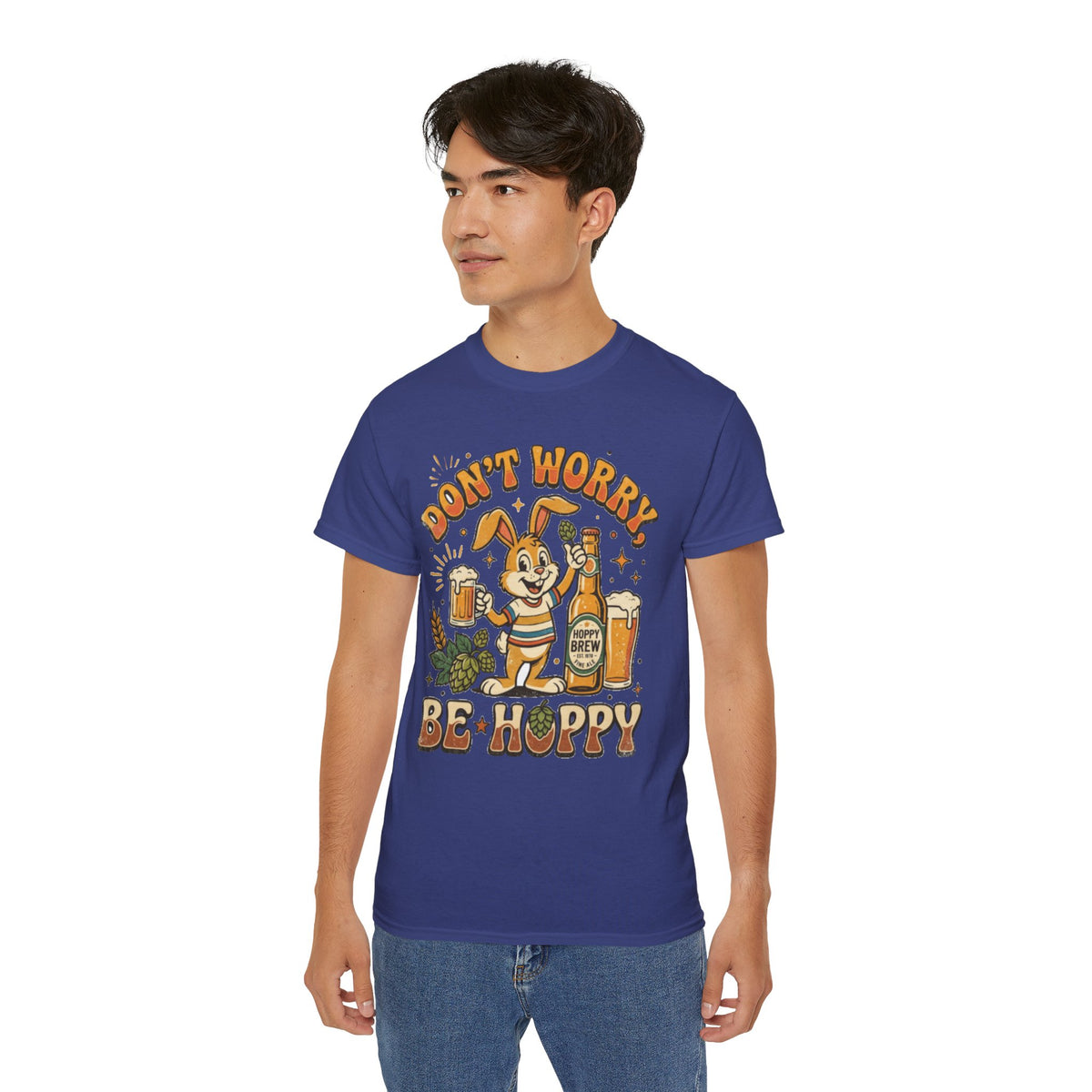 Be Hoppy Beer Bunny T-Shirt — Don’t Worry Be Hoppy Easter Brewery Tee