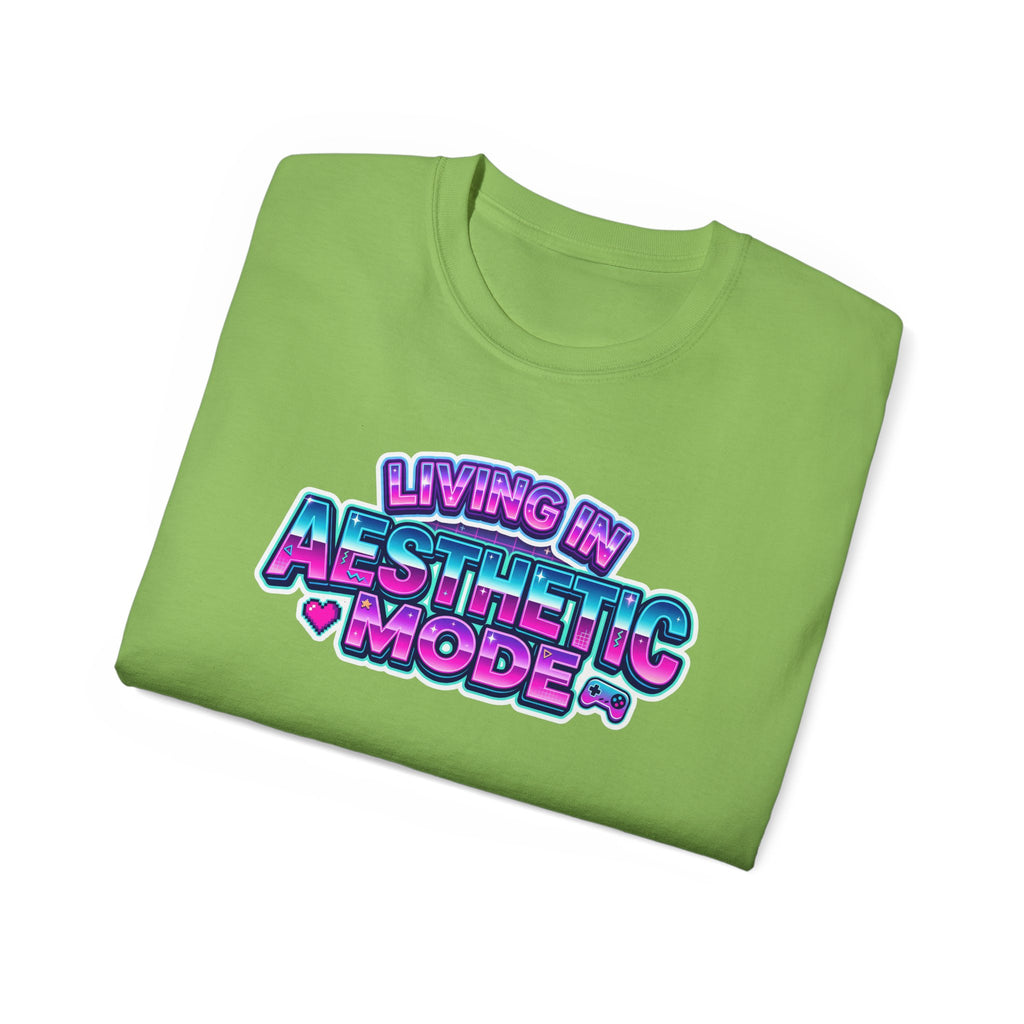 "Living in Aesthetic Mode" Retro Vaporwave Graphic Tee