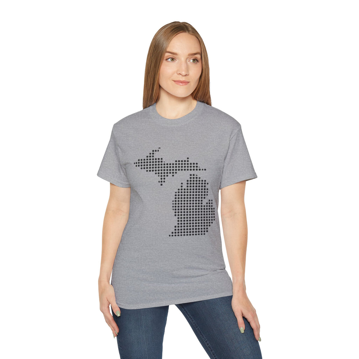 Michigan Dot Map T-Shirt — Minimal State Map Tee for Michiganders