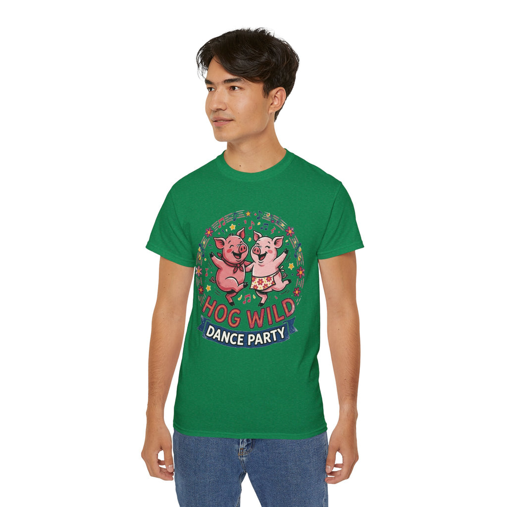 Hog Wild Dance Party Tee — Cute Dancing Pigs Graphic T-Shirt