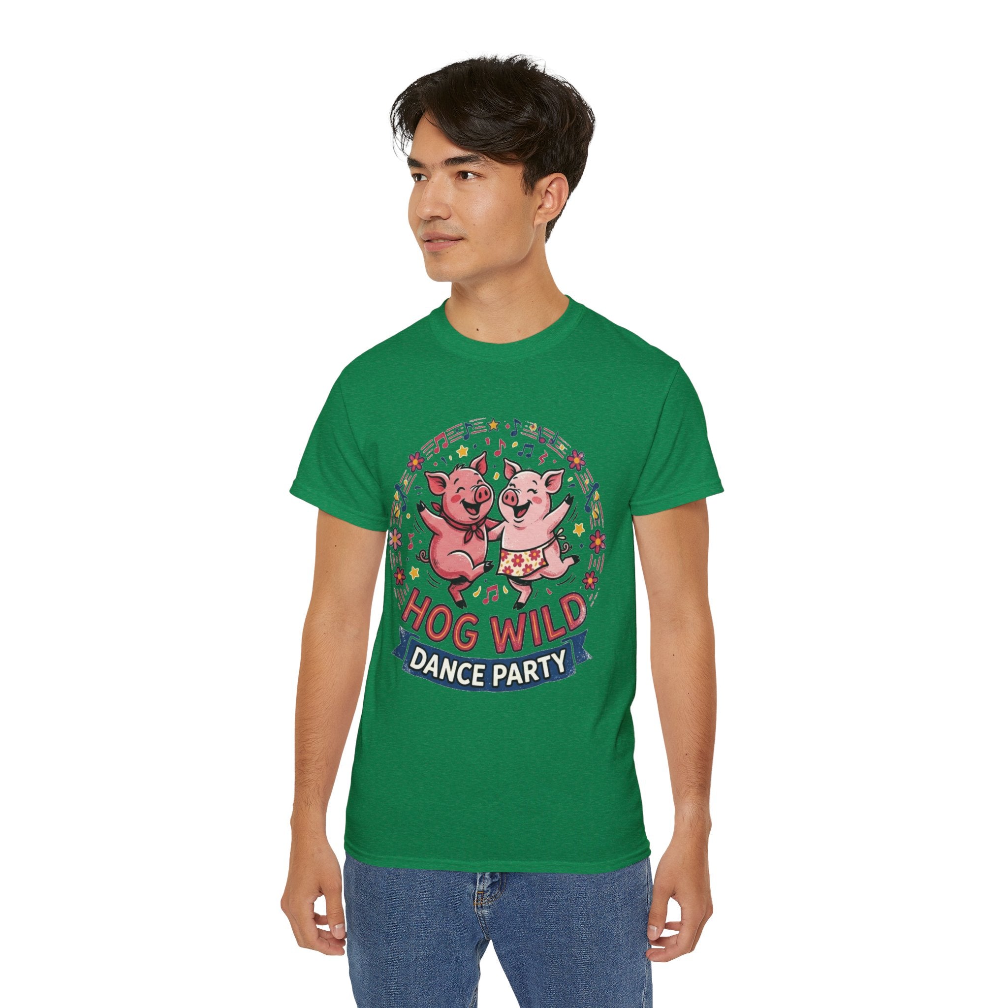 Hog Wild Dance Party Tee — Cute Dancing Pigs Graphic T-Shirt